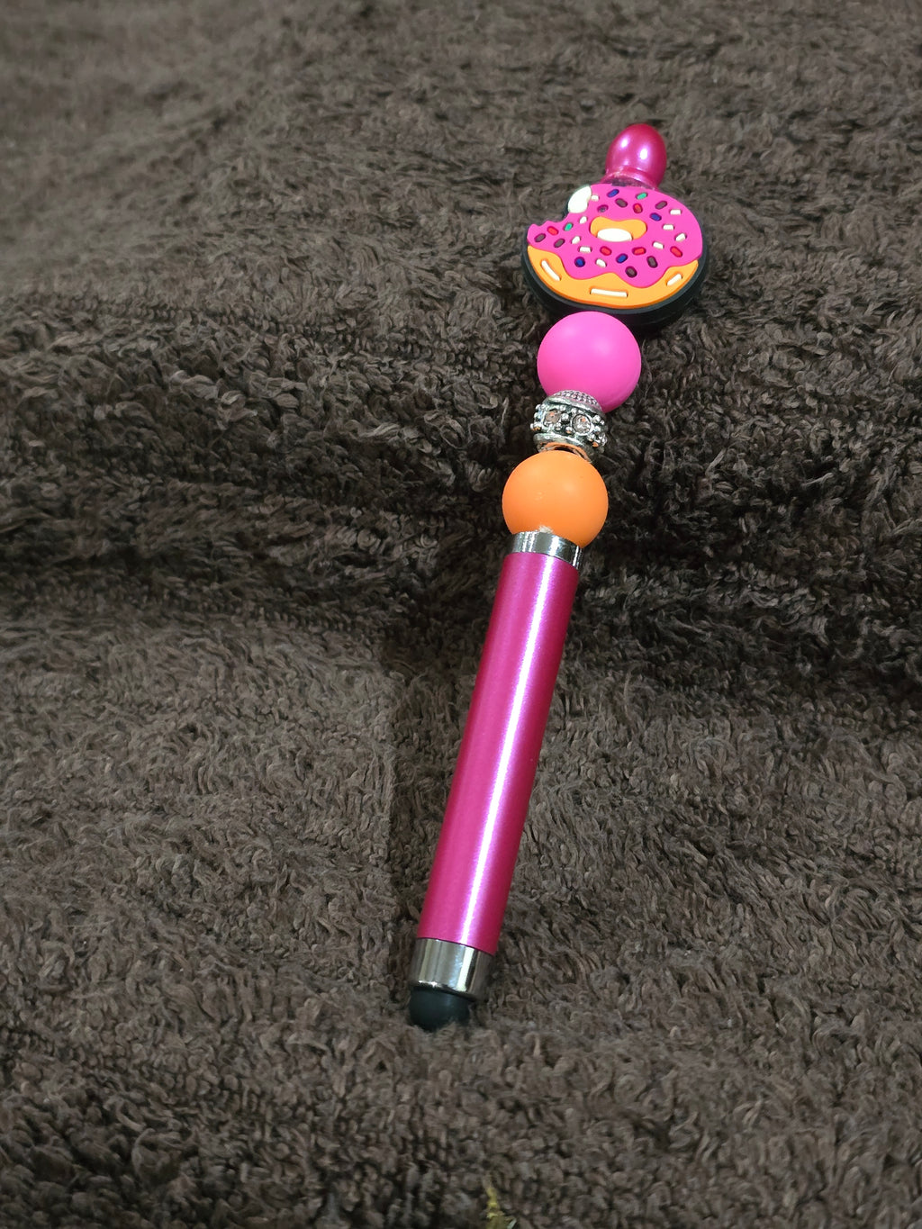 #54 Beaded "Pink & Orange Donut" Stylus/Ink Pen