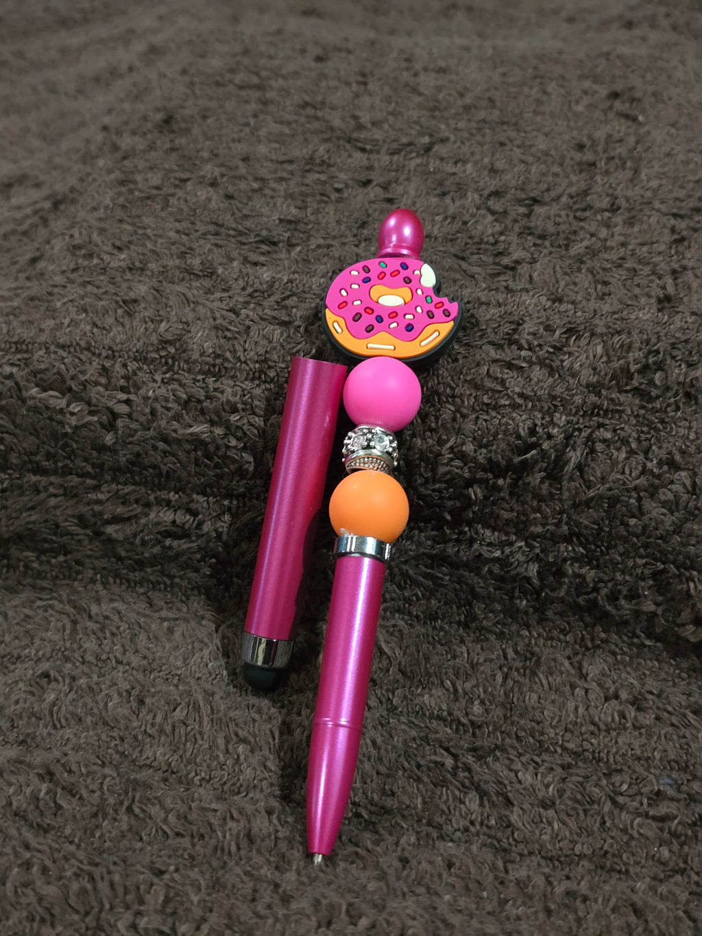 #54 Beaded "Pink & Orange Donut" Stylus/Ink Pen