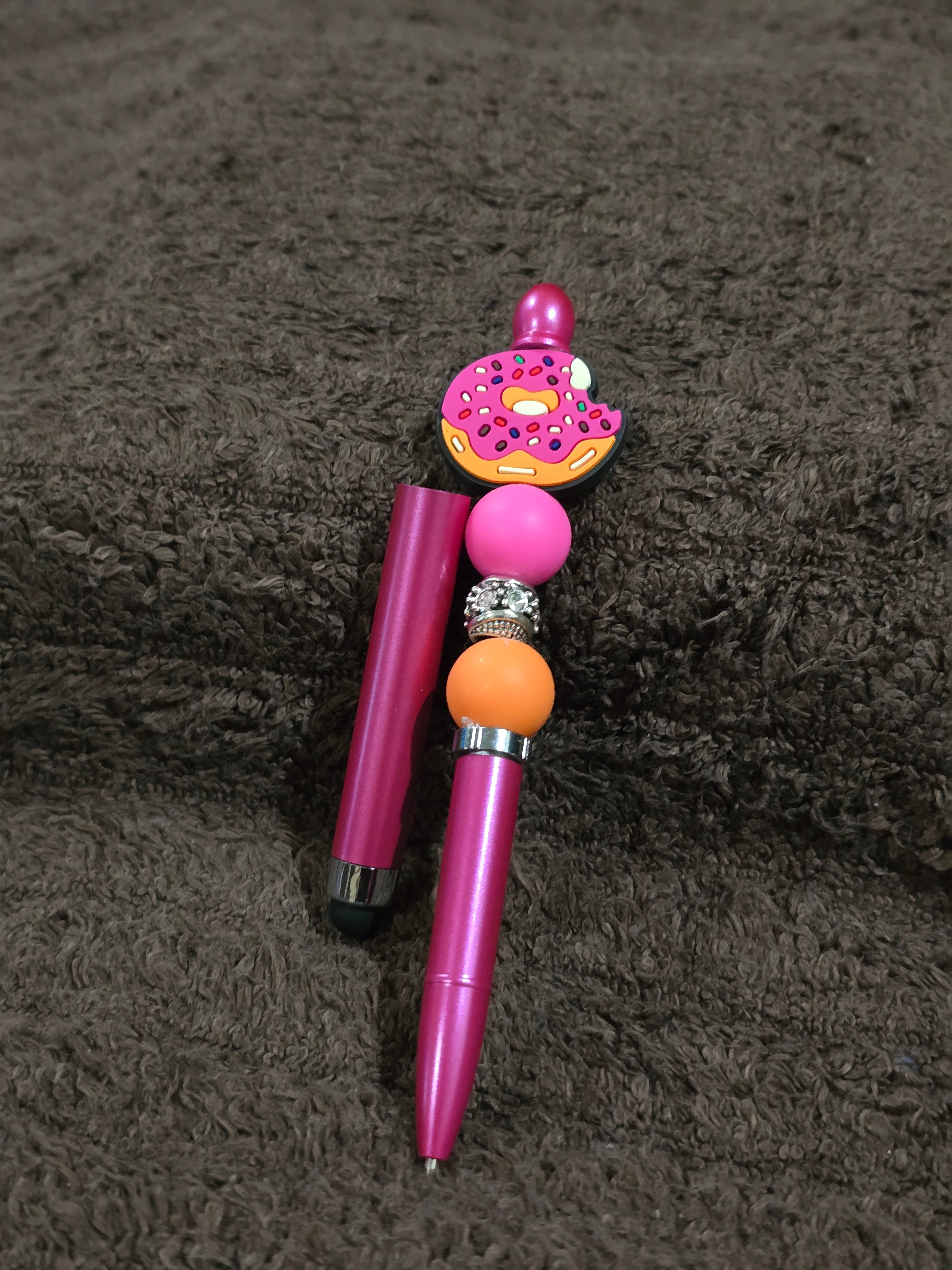 #54 Beaded "Pink & Orange Donut" Stylus/Ink Pen