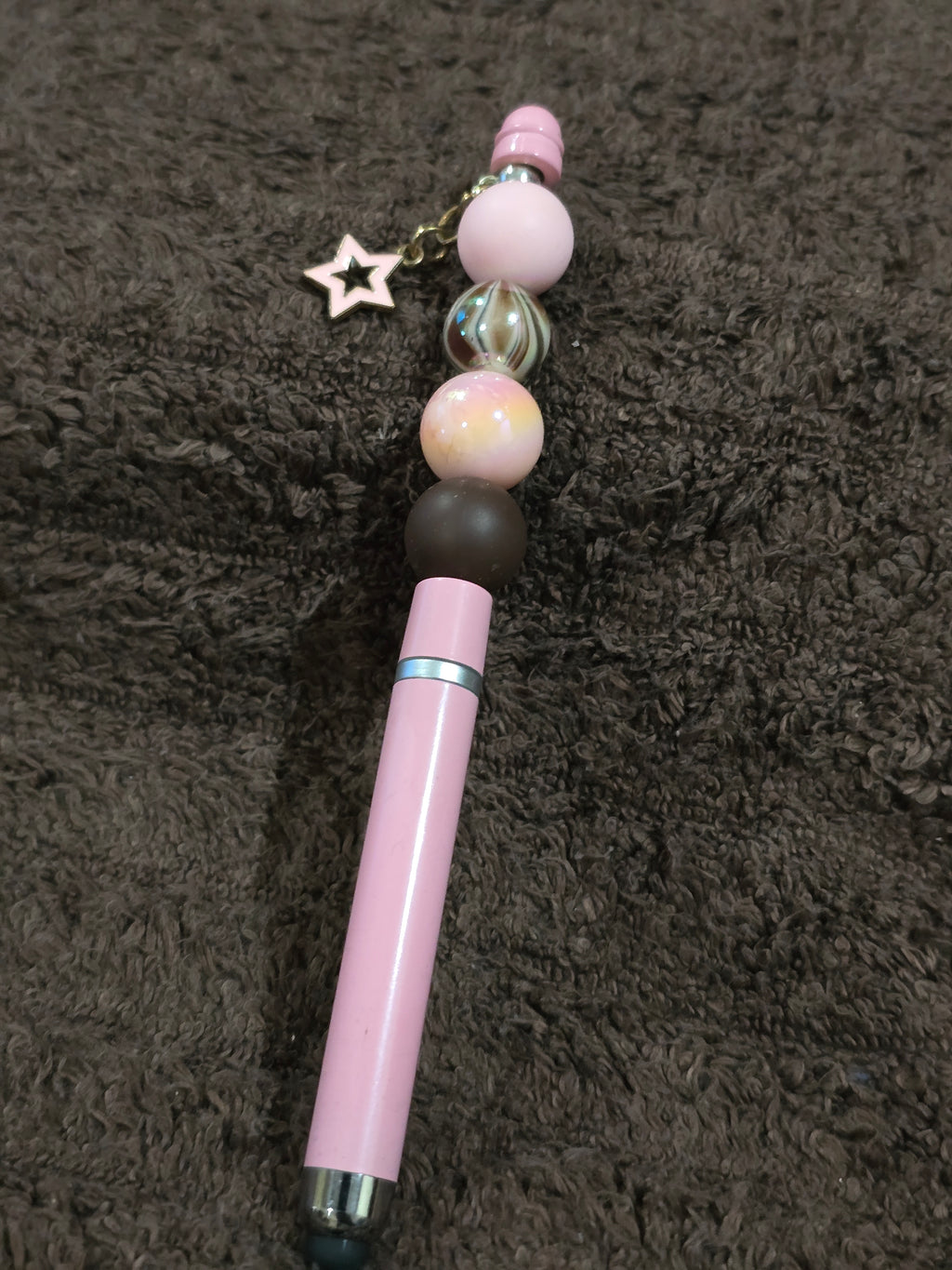#56 Beaded "Pink Star" Stylus/Ink Pen