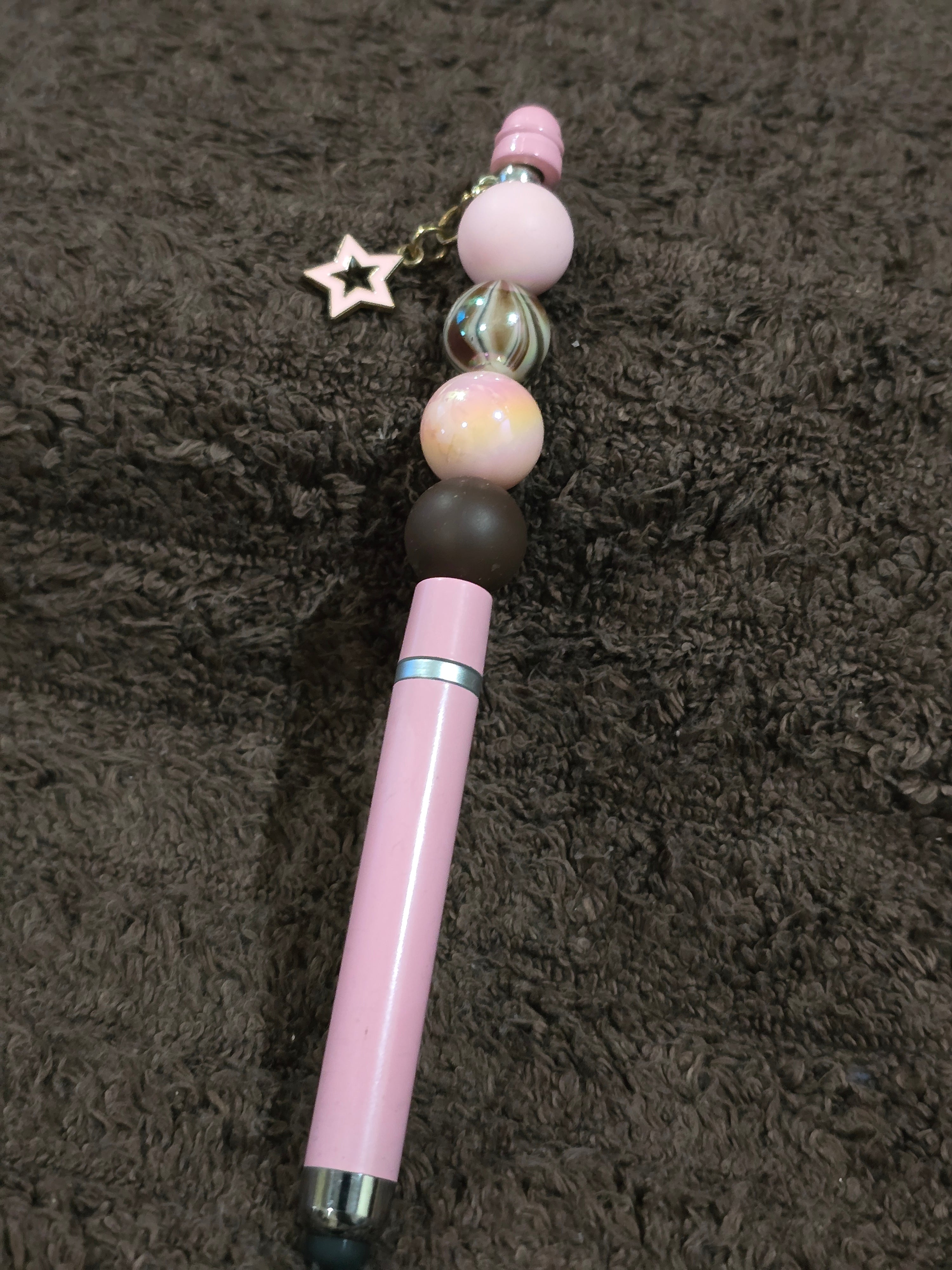 #56 Beaded "Pink Star" Stylus/Ink Pen