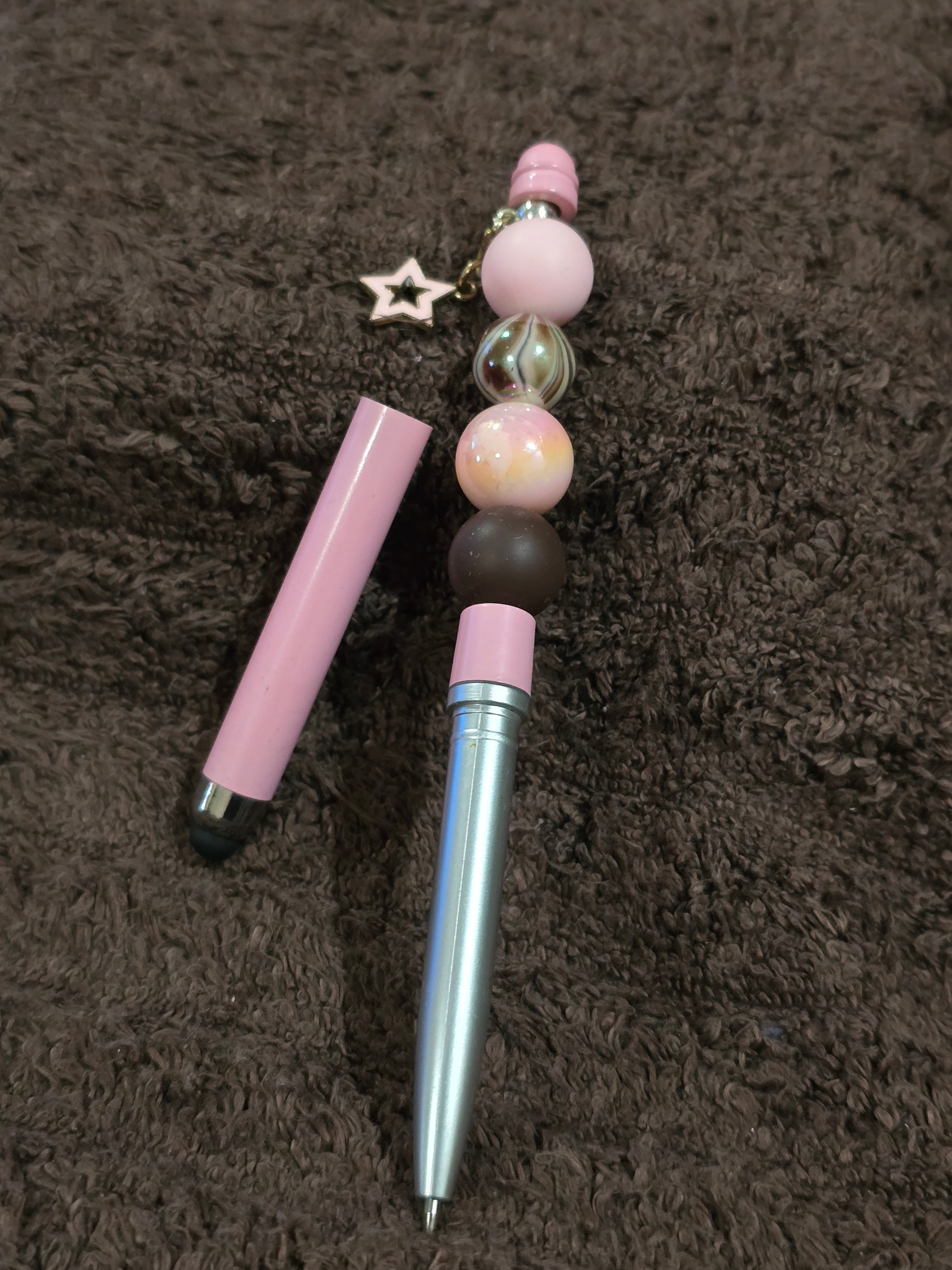 #56 Beaded "Pink Star" Stylus/Ink Pen