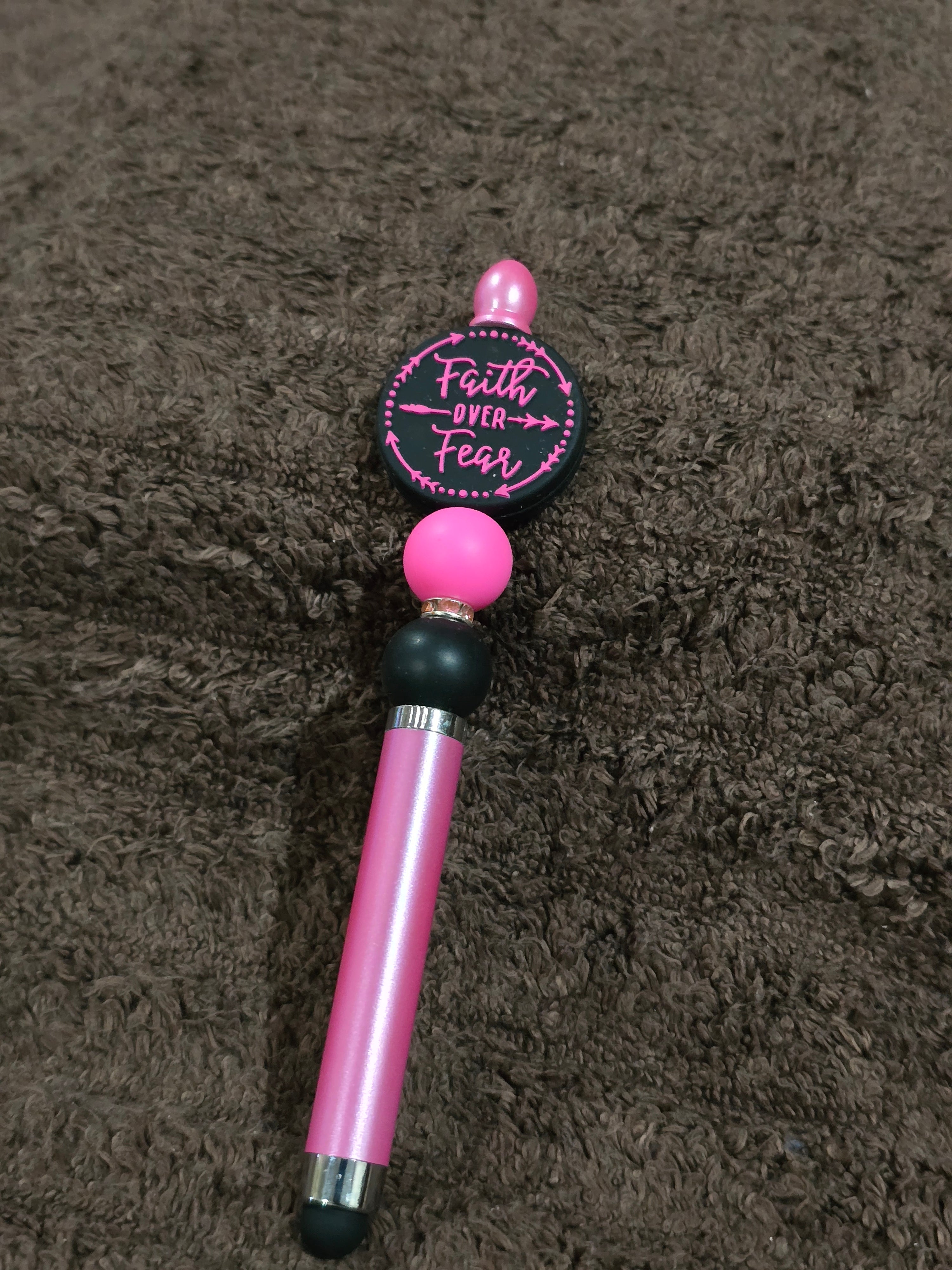 #58 Beaded "Faiith Over Fear" Stylus/Ink Pen