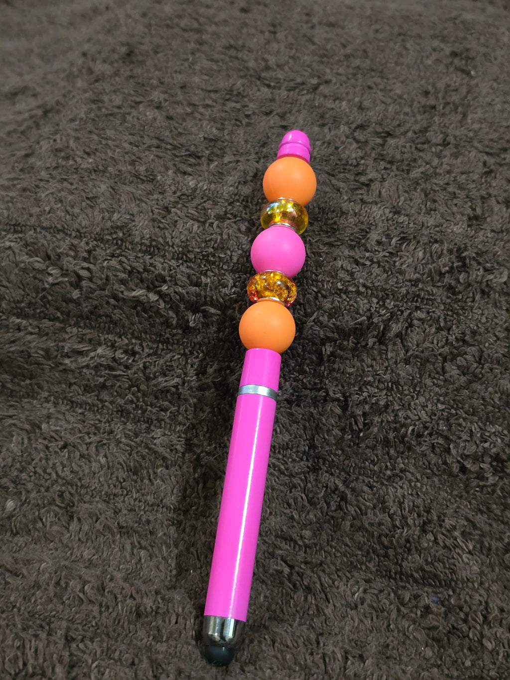 #60 Beaded " Hot Pink & Orange Glam" Stylus/Ink Pen