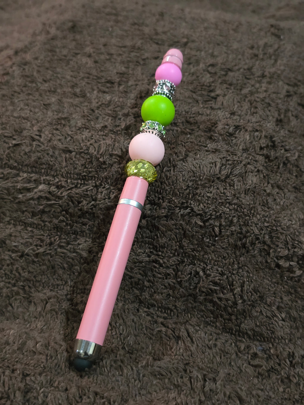 #61 Beaded "Pink & Green" Stylus/Ink Pen