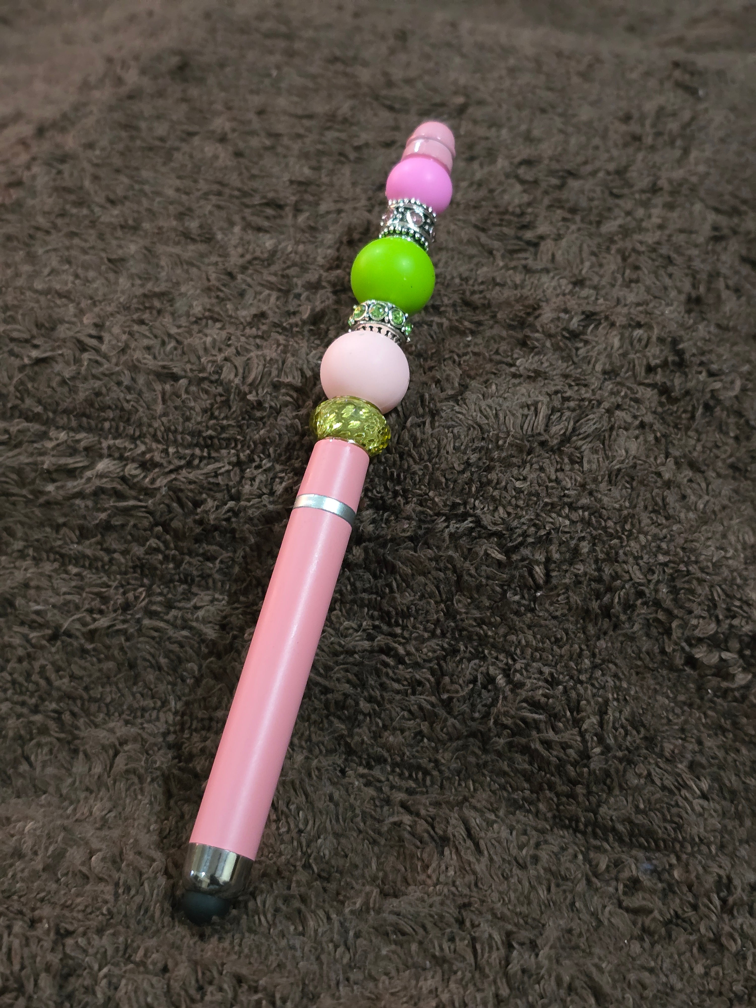 #61 Beaded "Pink & Green" Stylus/Ink Pen
