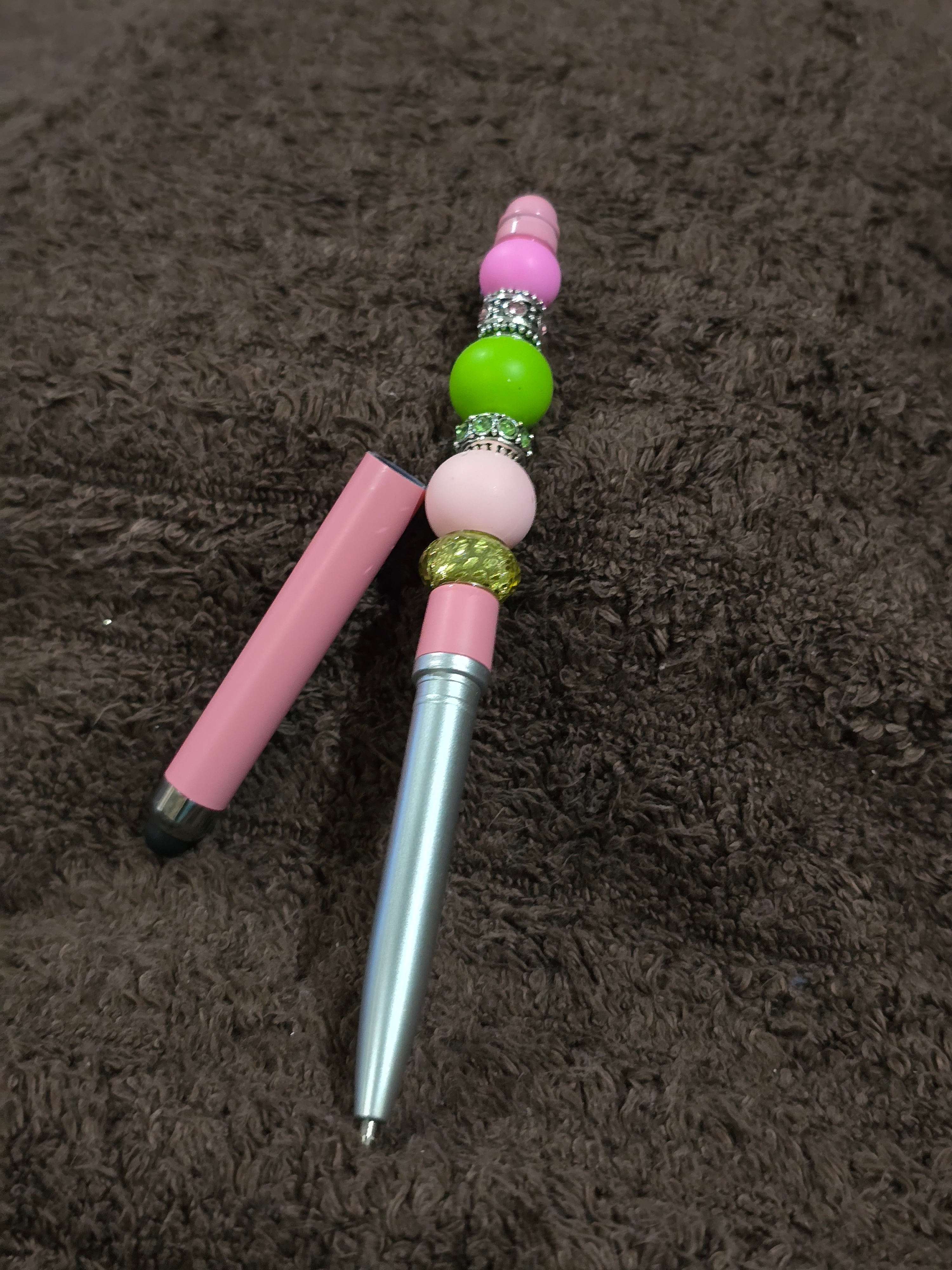 #61 Beaded "Pink & Green" Stylus/Ink Pen