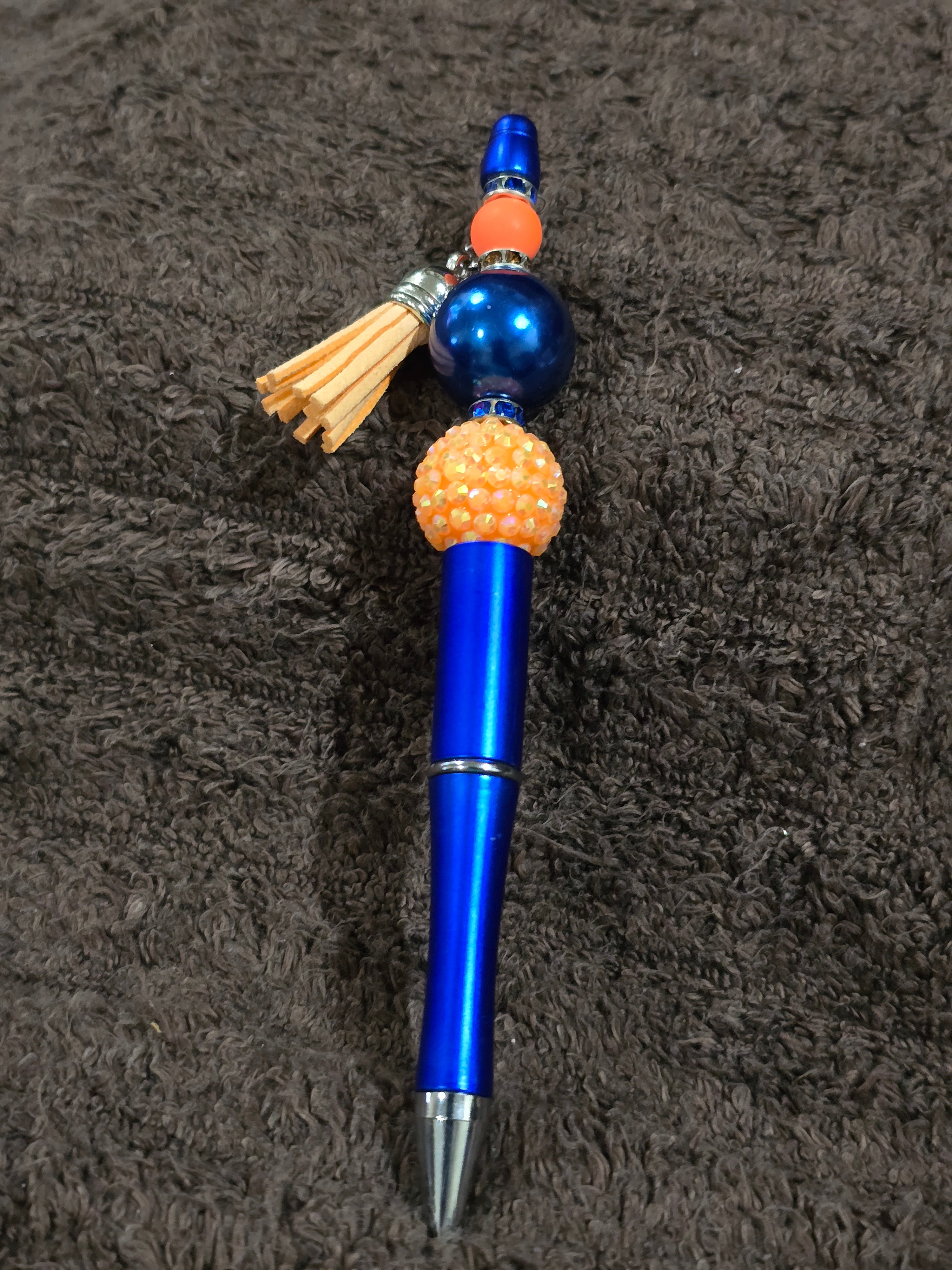 #04 Beaded "Blue & Orange Tasseled" Ink Pen