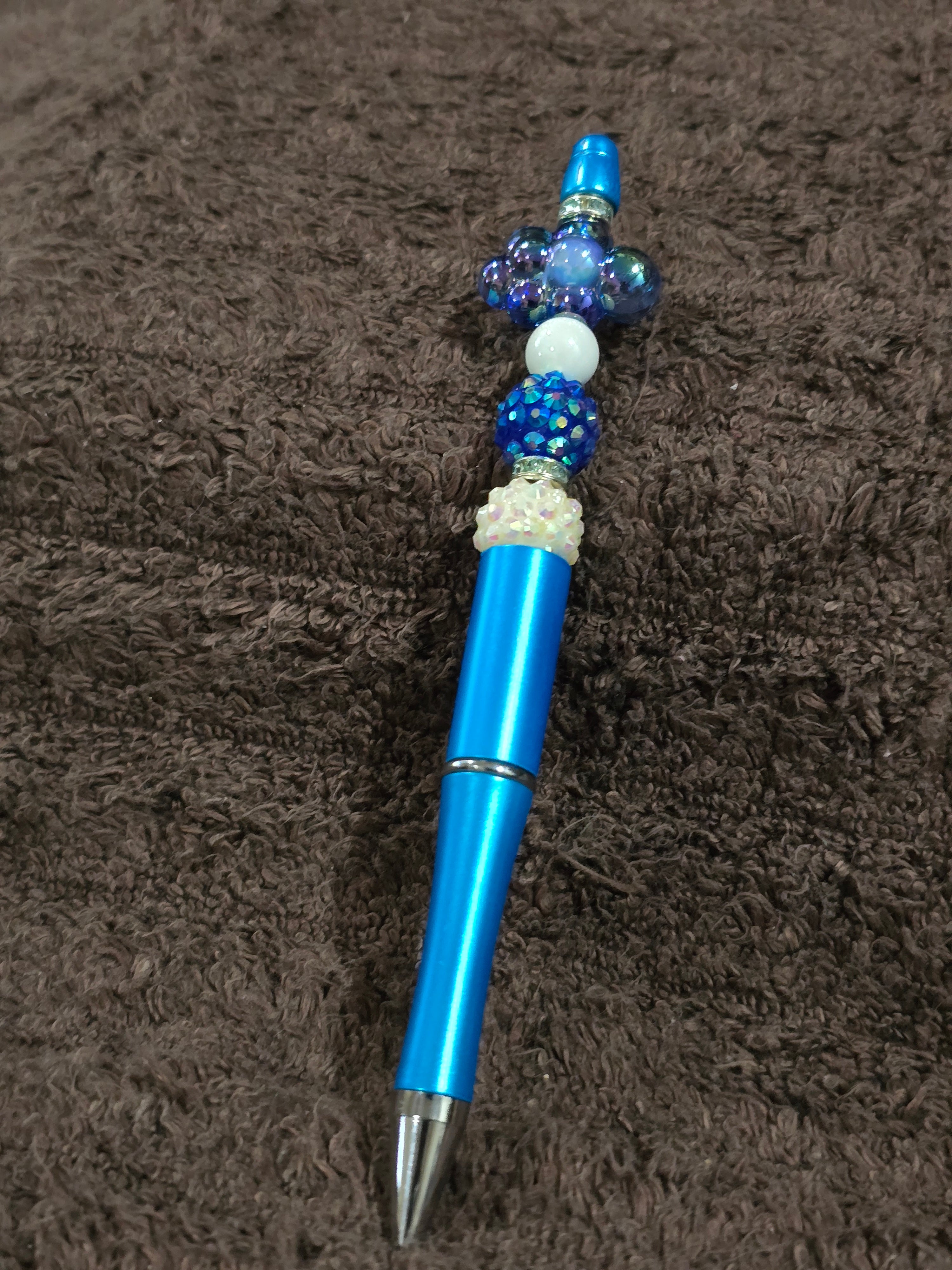 #10 Beaded "Blue & White Cloud" Ink Pen