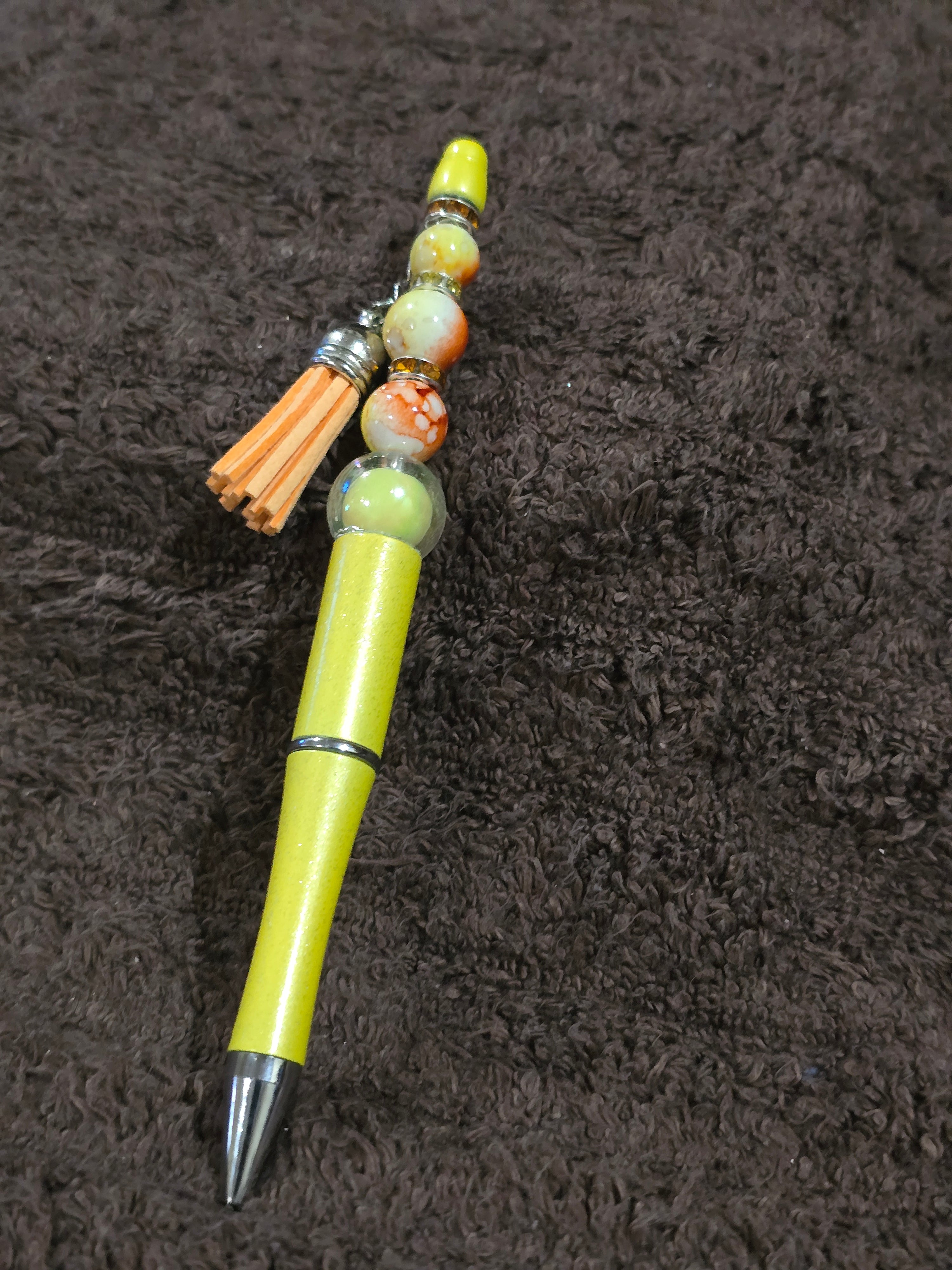 #22 Beaded "Yellow & Orange w/Tassel" Ink Pen