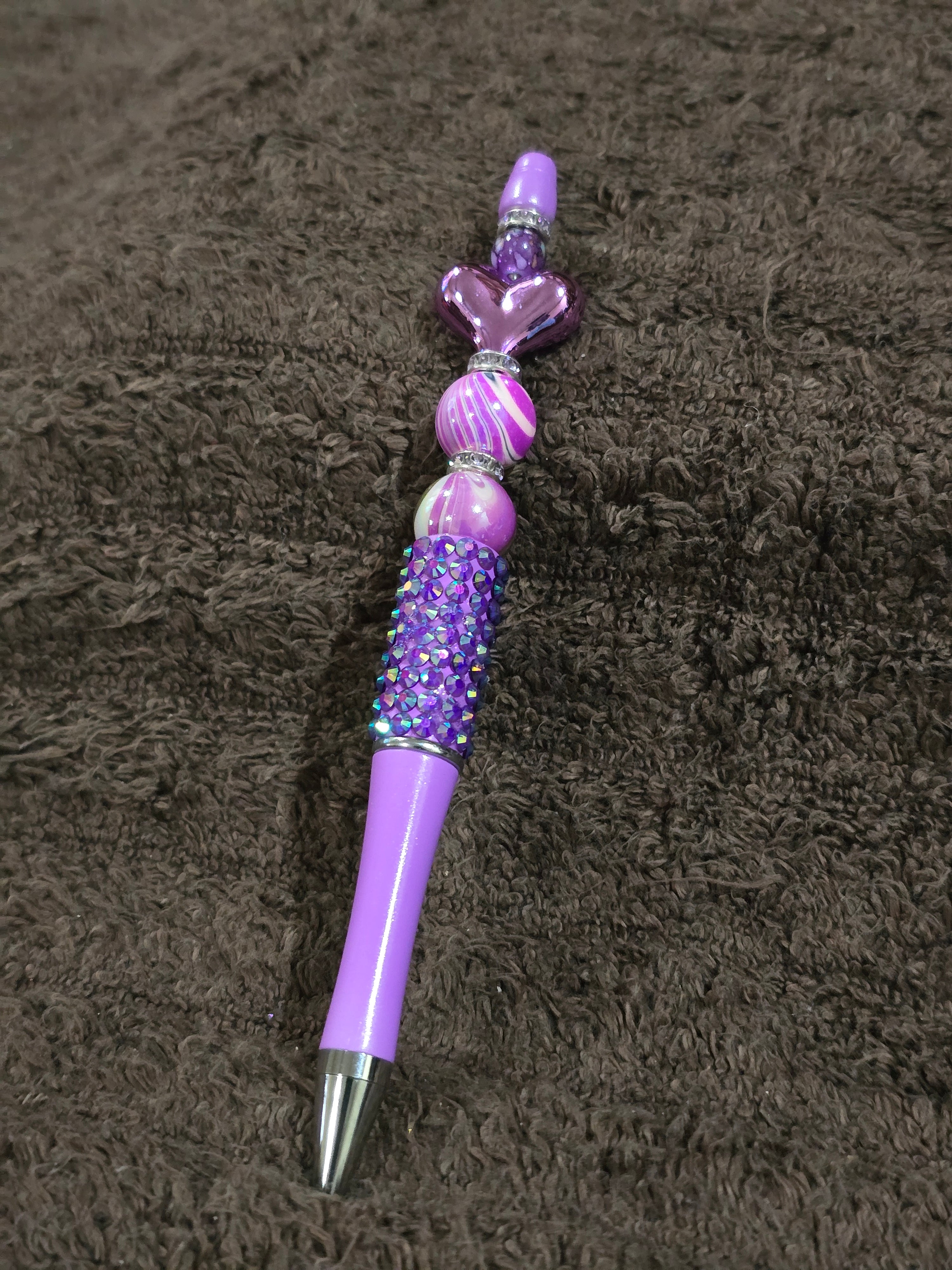 #29 Beaded "Purple Heart Bling w/Tassel" Ink Pen