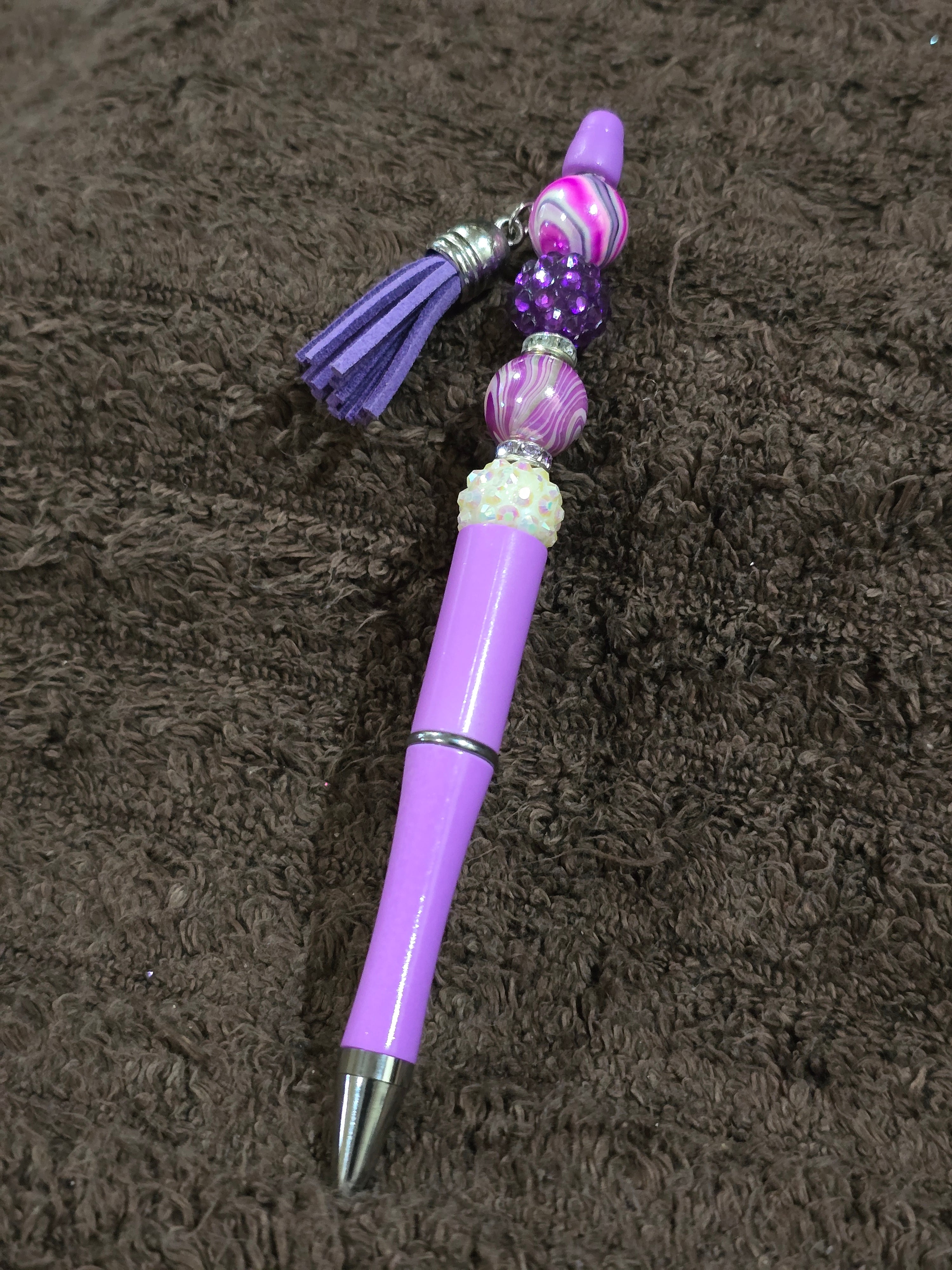 #30 Beaded "Purple Glam w/Tassel" Ink Pen