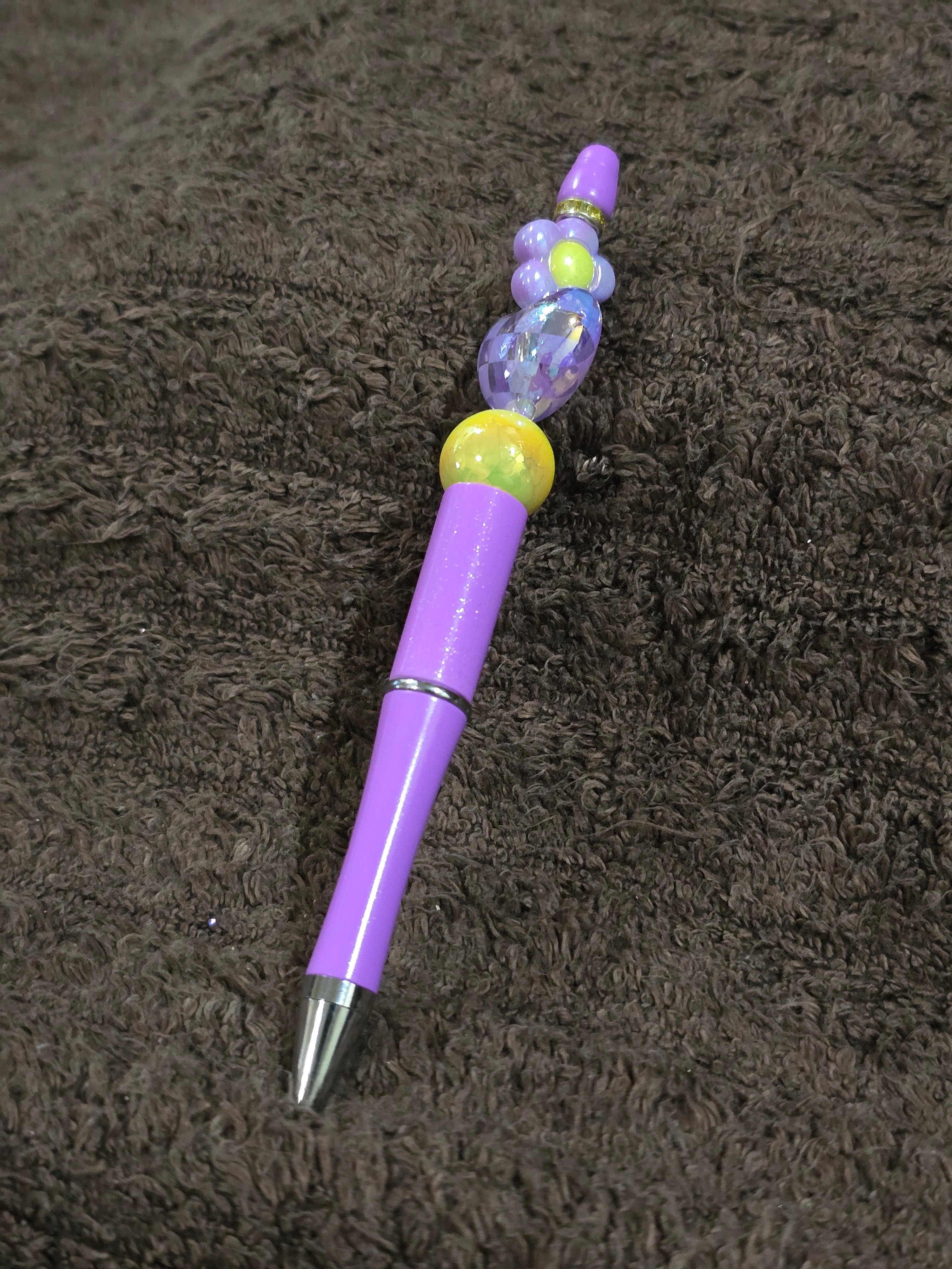 #31 Beaded "Purple & Yellow Heart" Ink Pen