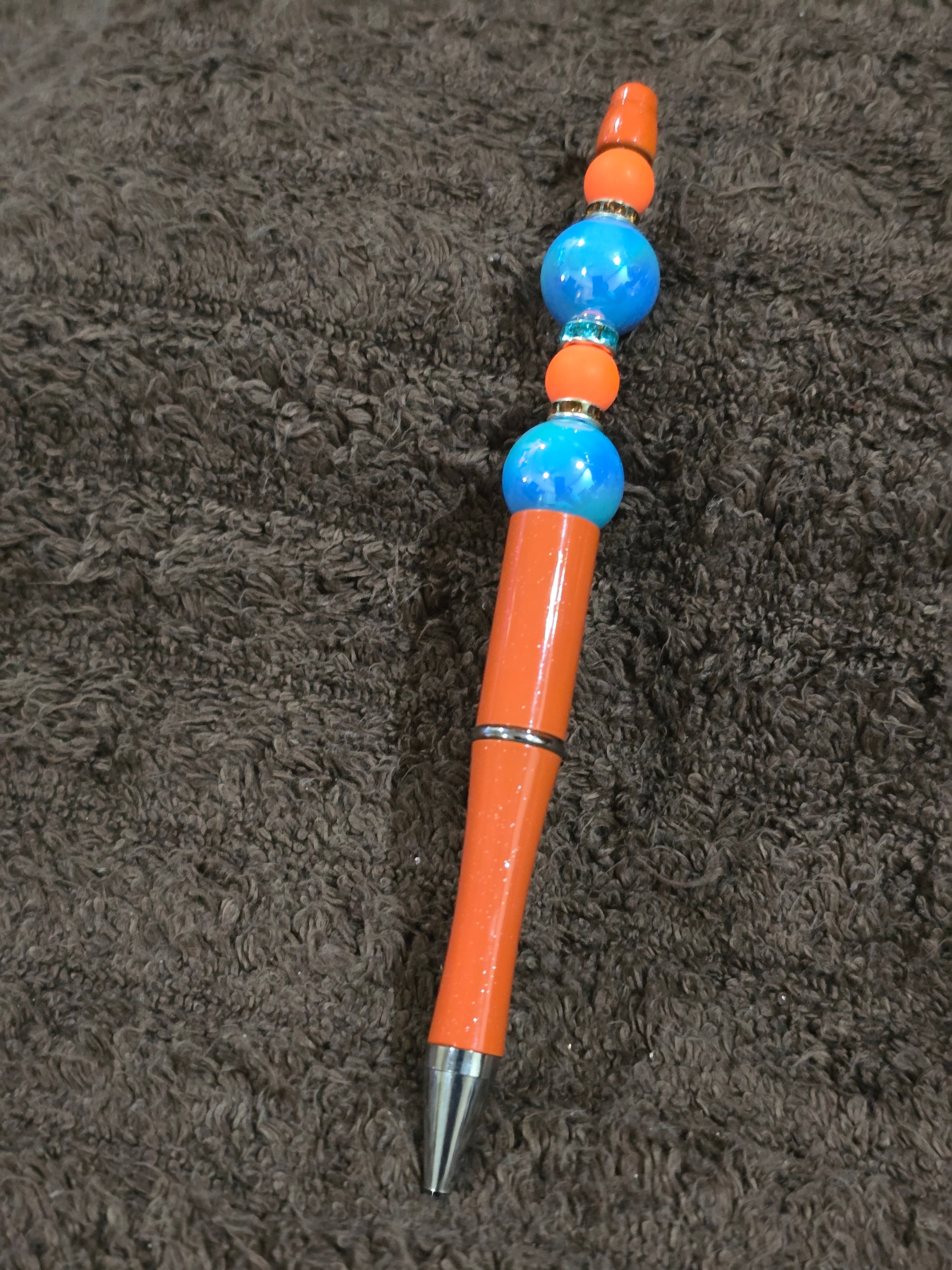 #40 Beaded "Orange & Light Blue" Ink Pen