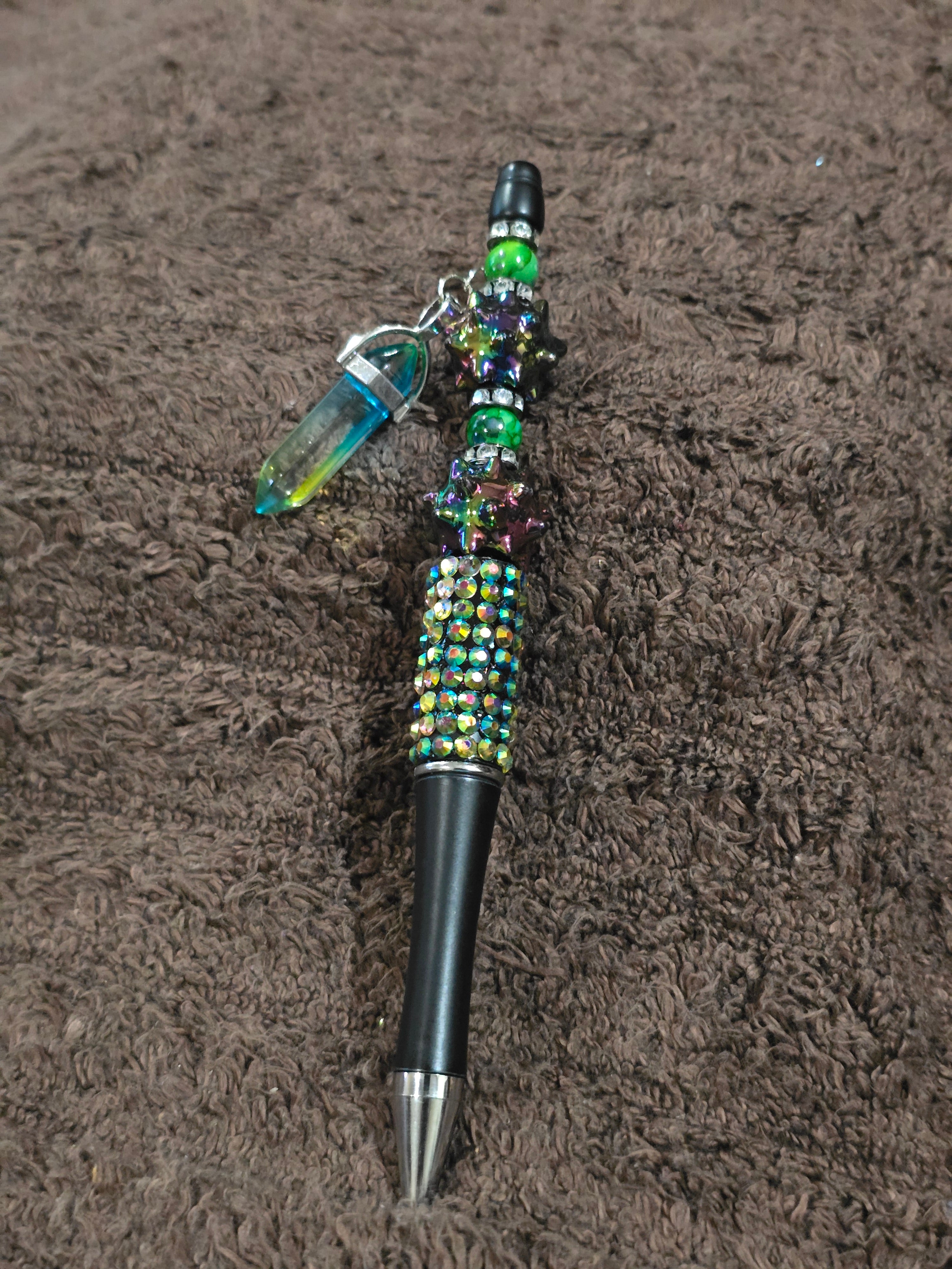 #52 Beaded "Black & White Tasseled" Ink Pen