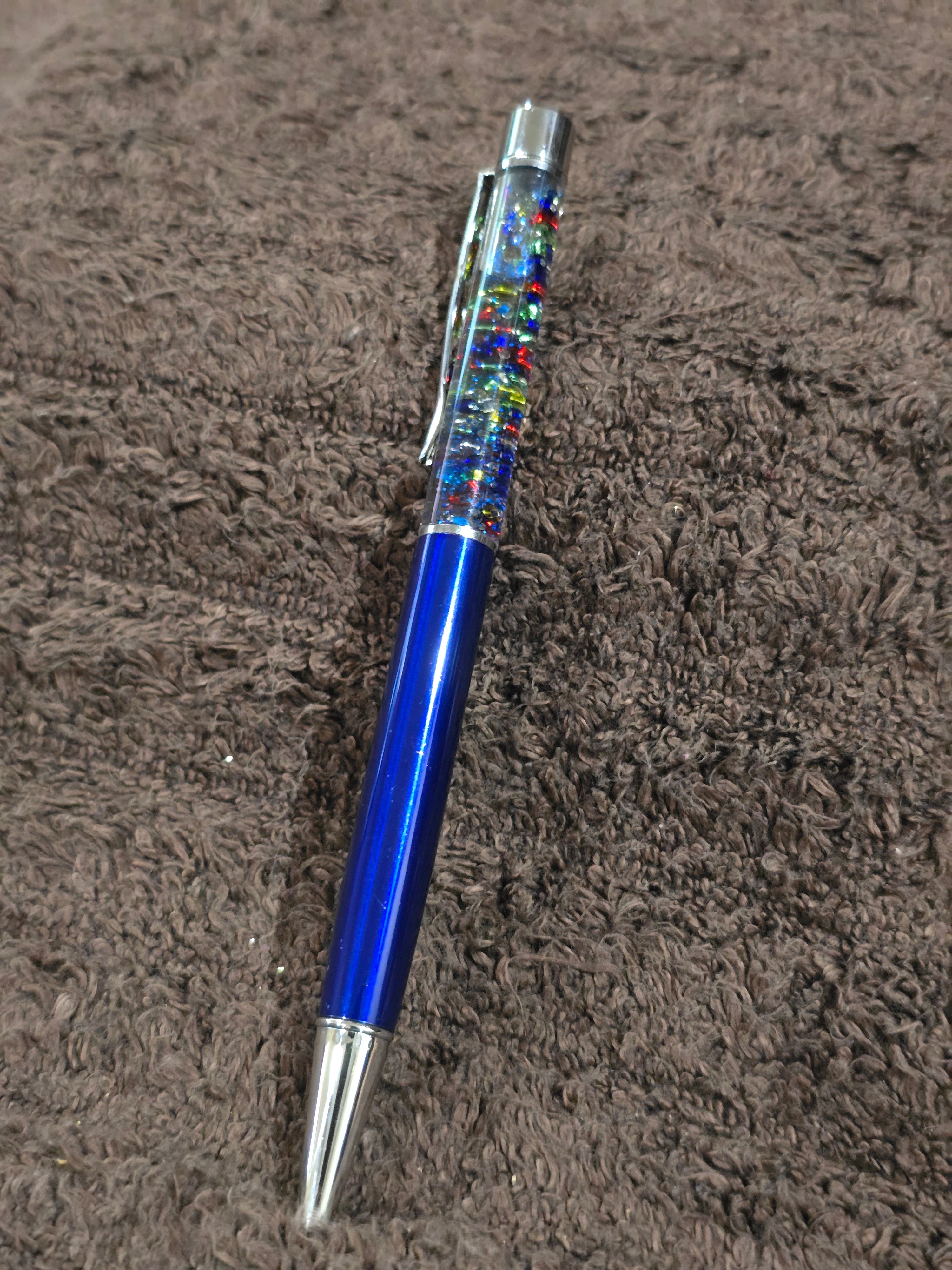 #5 "Blue Glitter" Snow Globe Ink Pen