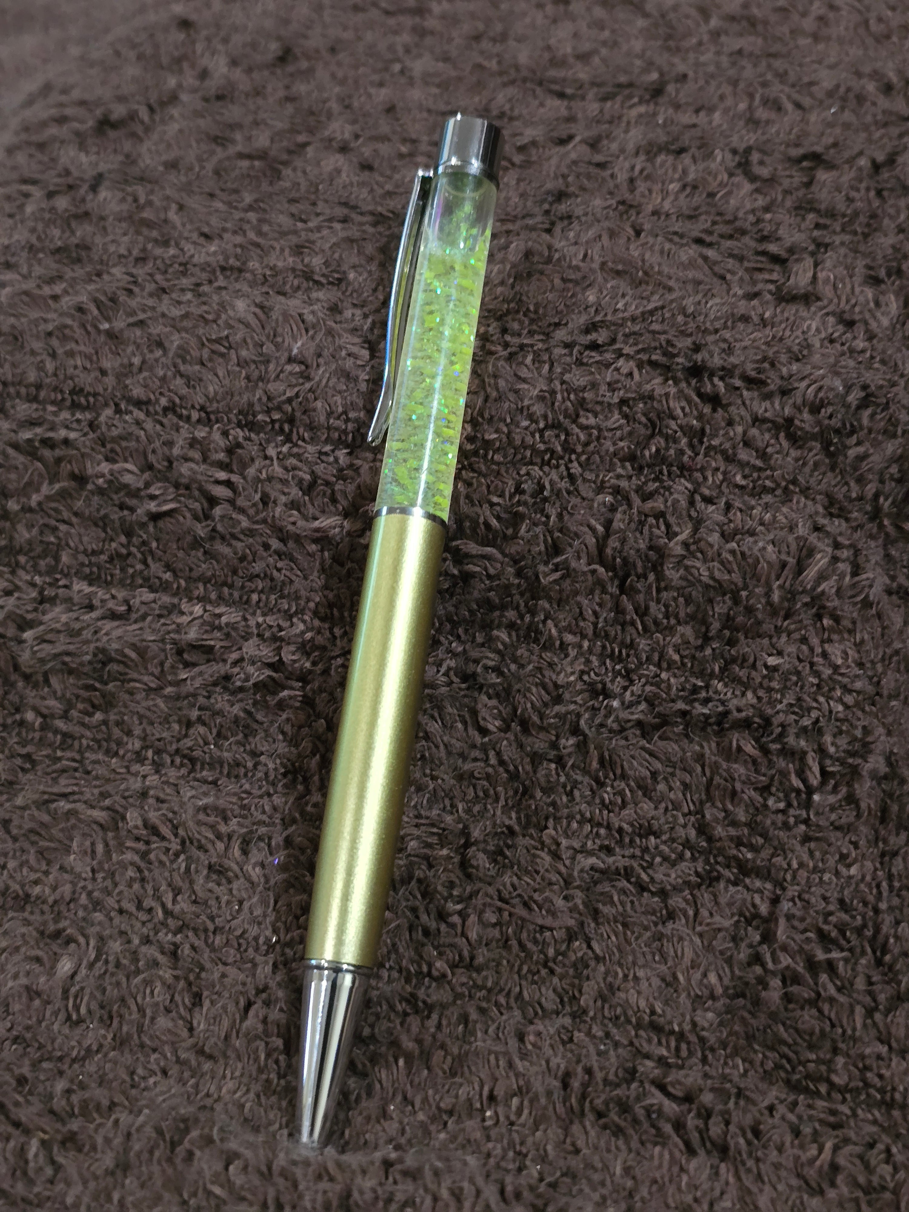 #9 "Gold & Yellow Glitter" Snow Globe Ink Pen