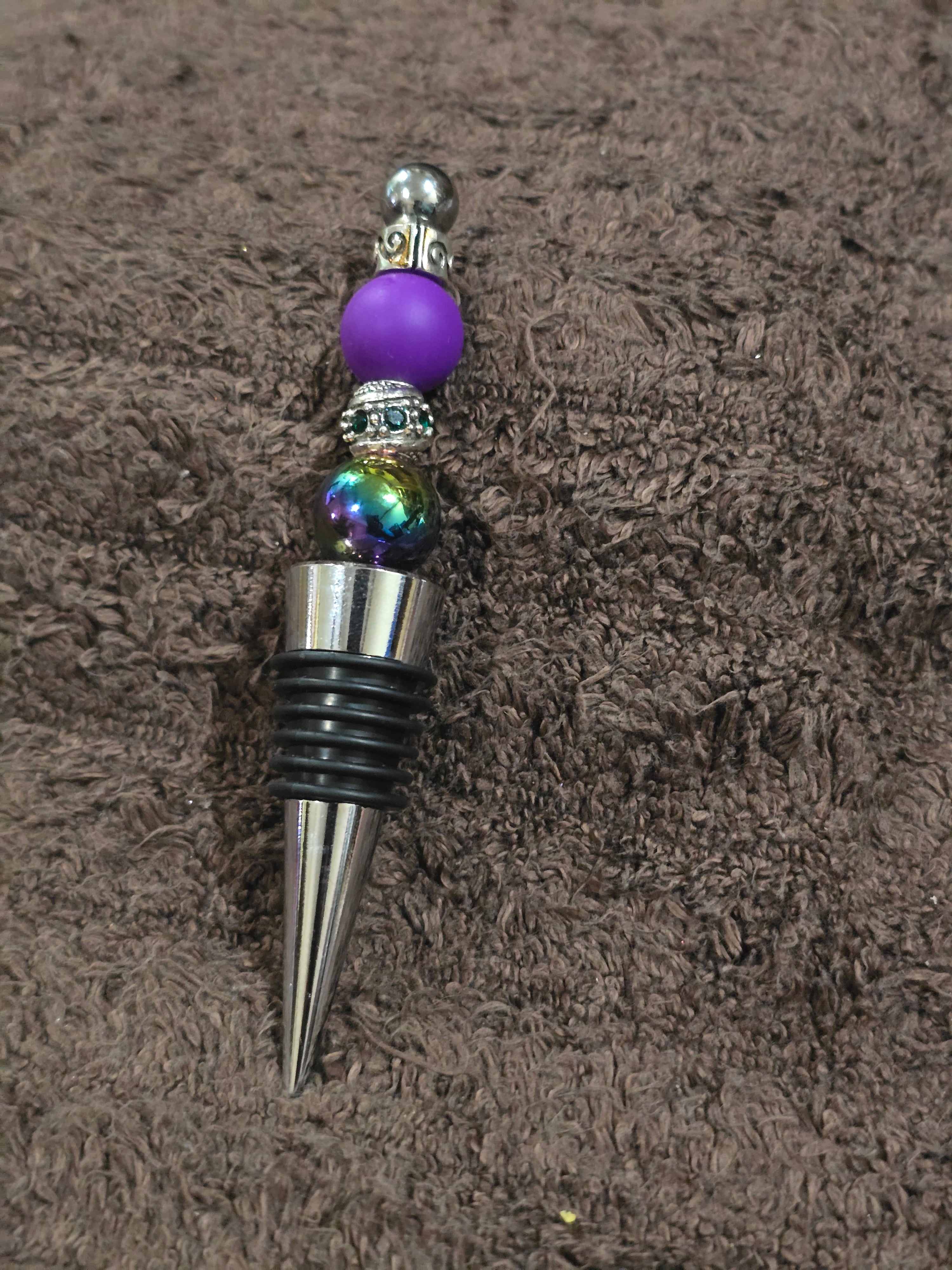 #28 Beaded "Rainbow Purple" Wine Stopper