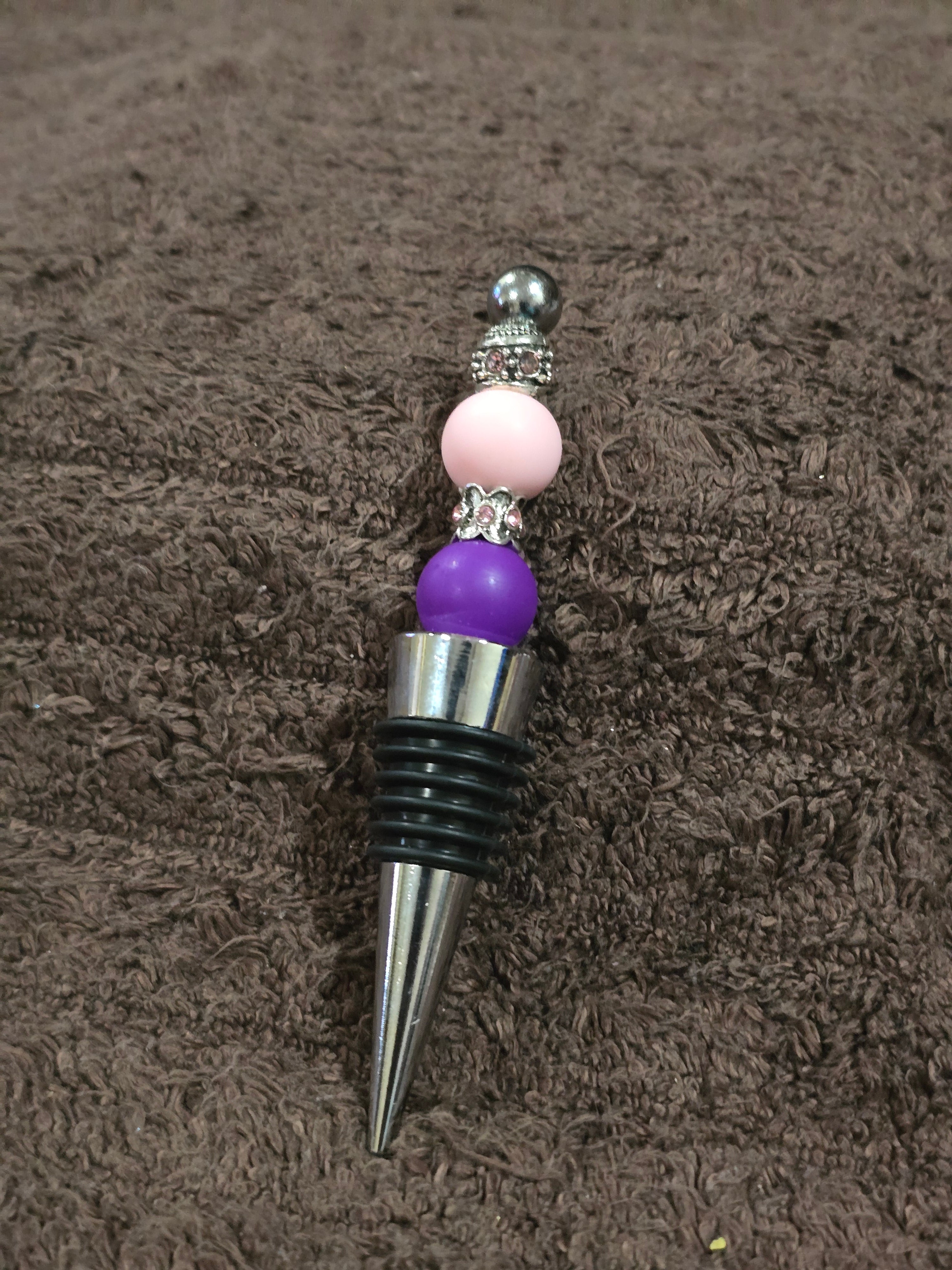 #31 Beaded "Light Pink & Purple" Wine Stopper