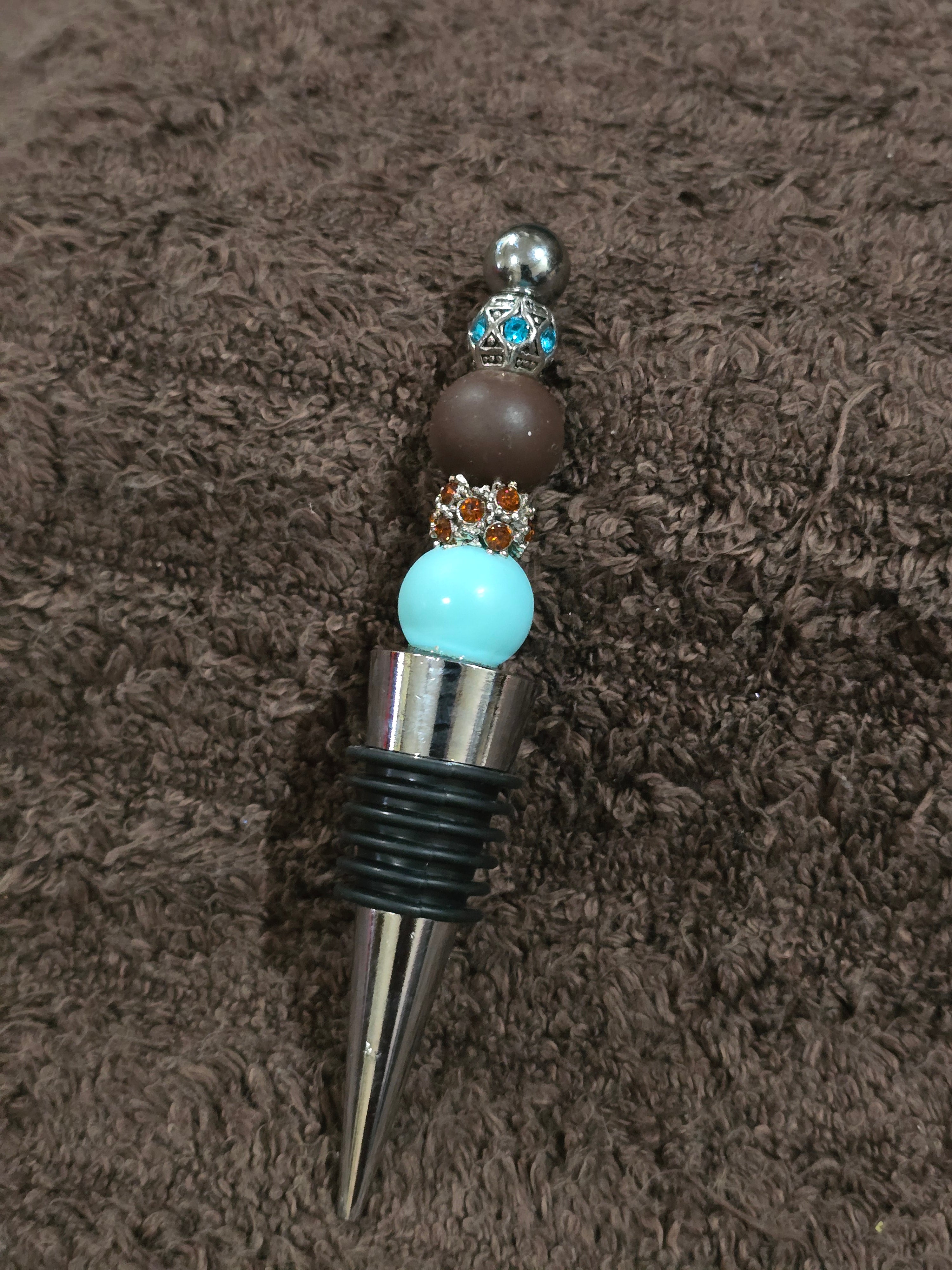 #44 Beaded "Chocolate Elegance" Wine Stopper