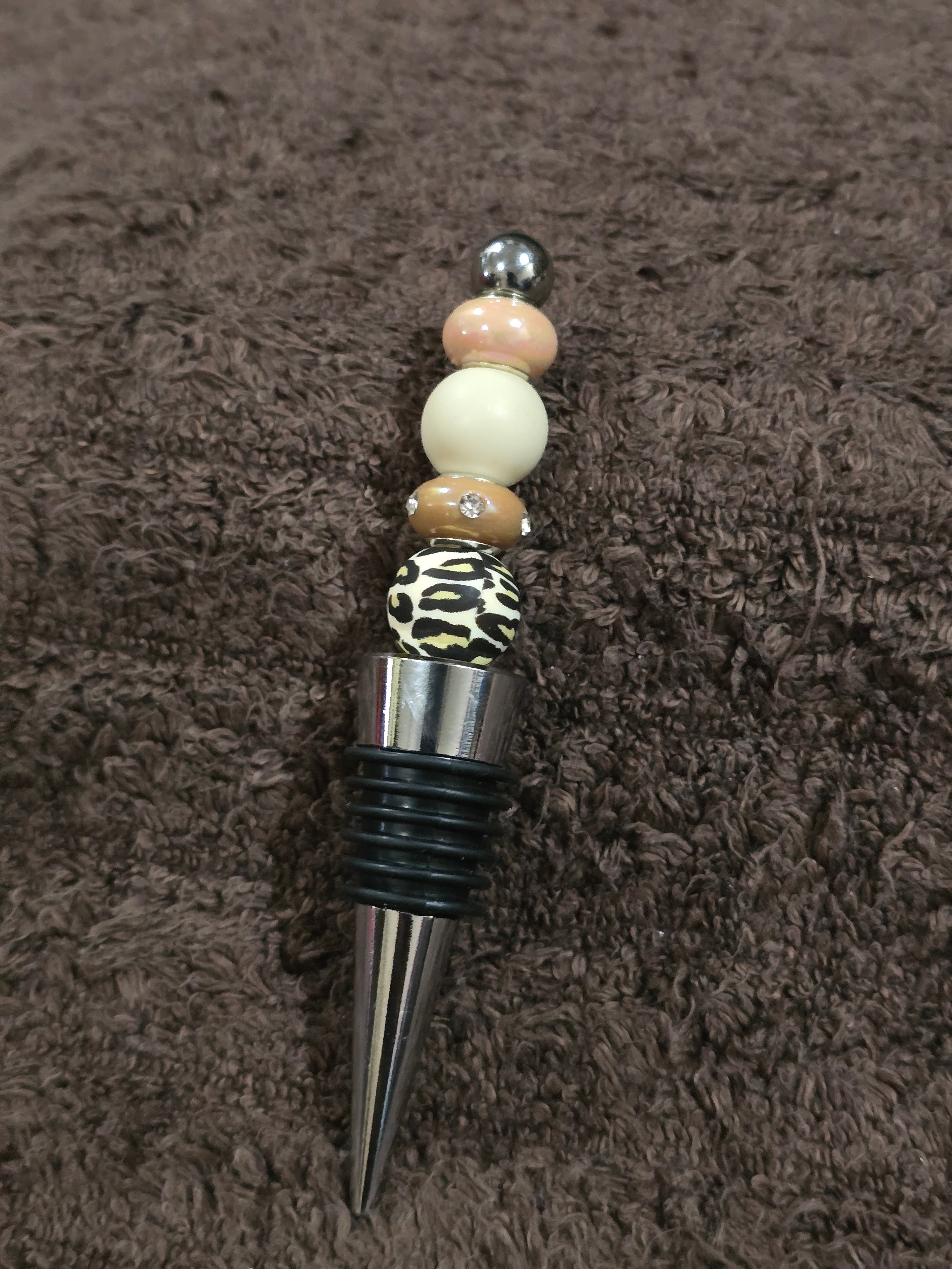 #46 Beaded "Ivory & Cream Dream" Wine Stopper