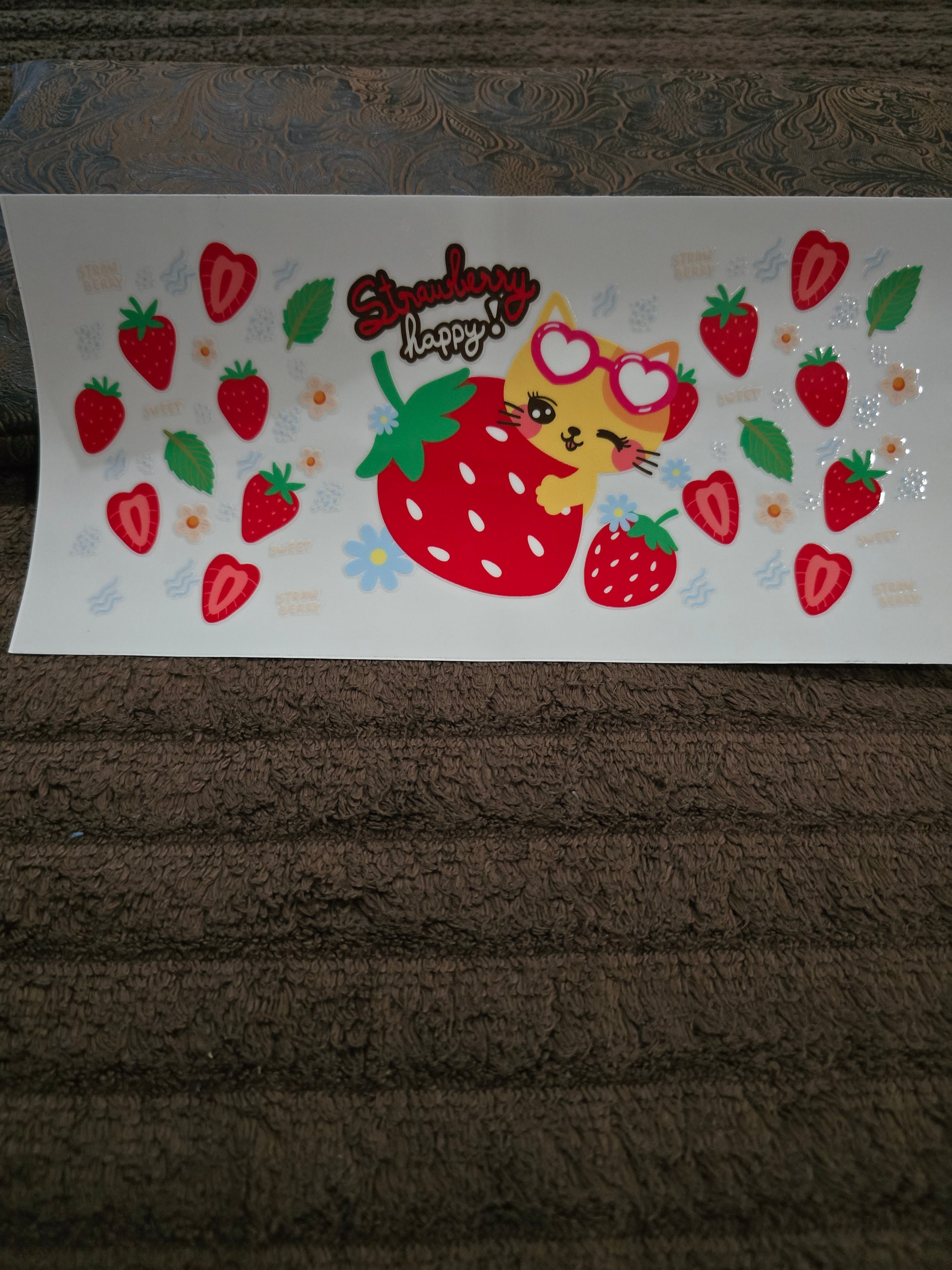 #11 "Strawberry Happy" UVDTF Decal