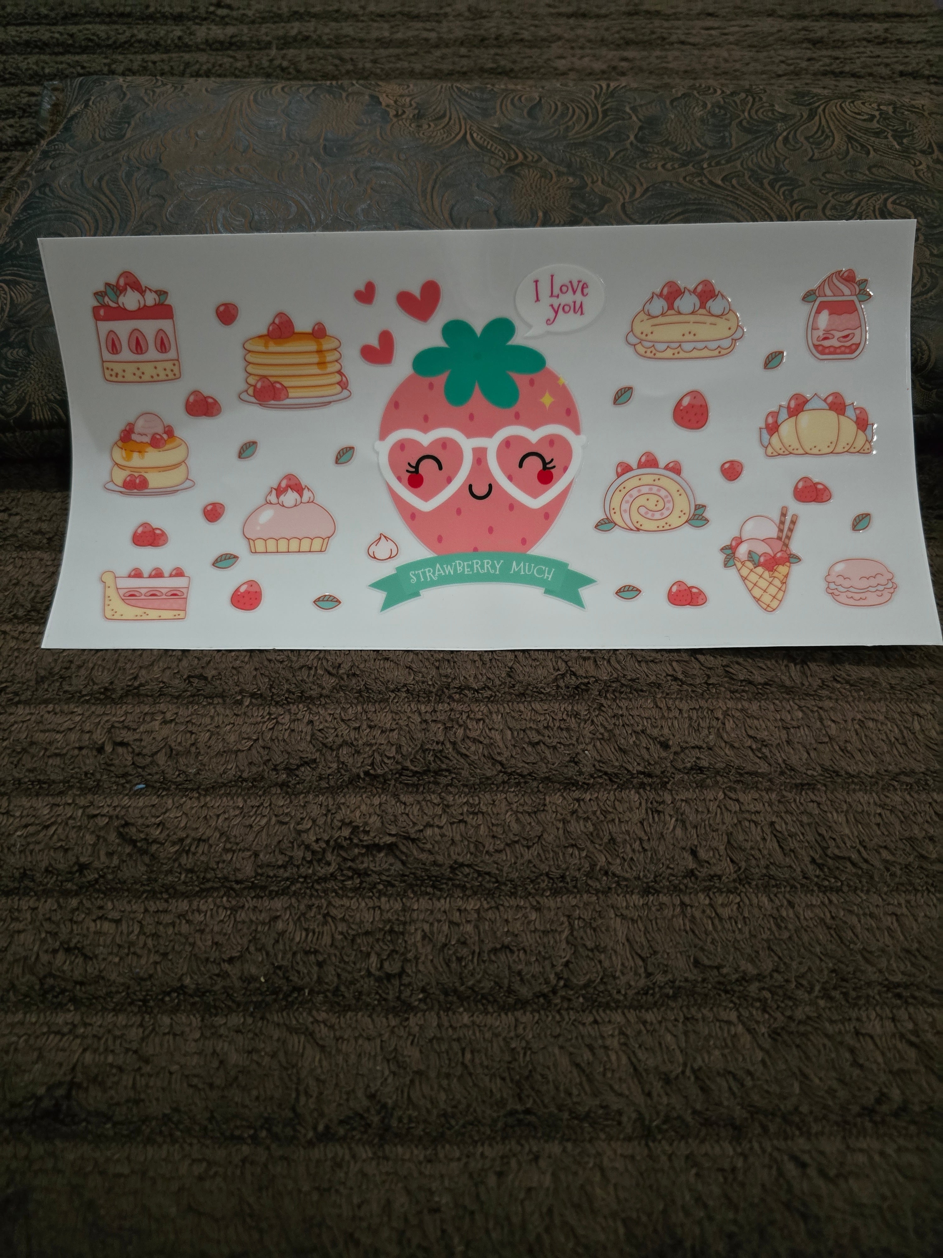 #12 "I Love You Strawberry Much" UVDTF Decal