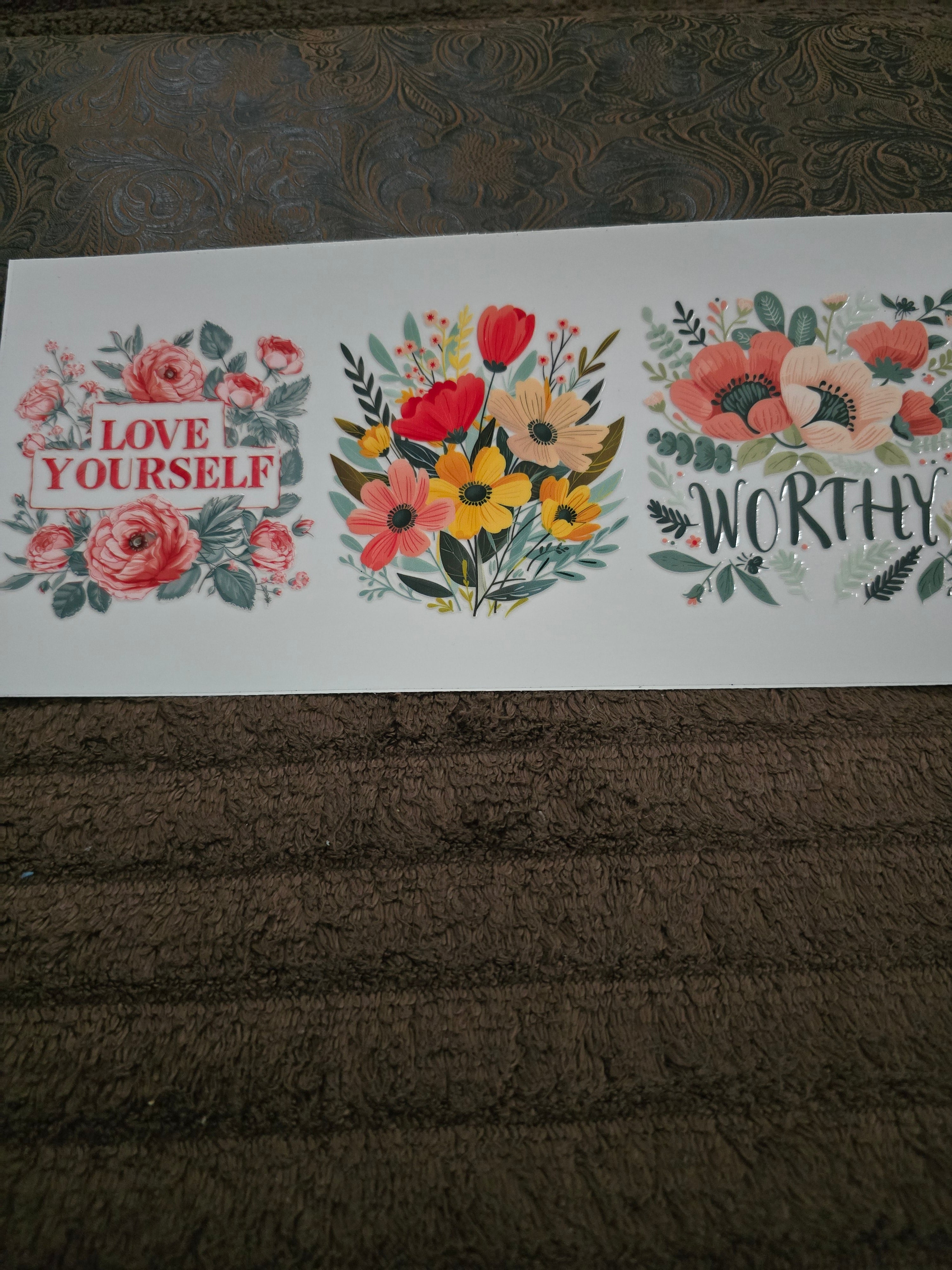 #100 "Floral Affirmation Trio " UVDTF Decal