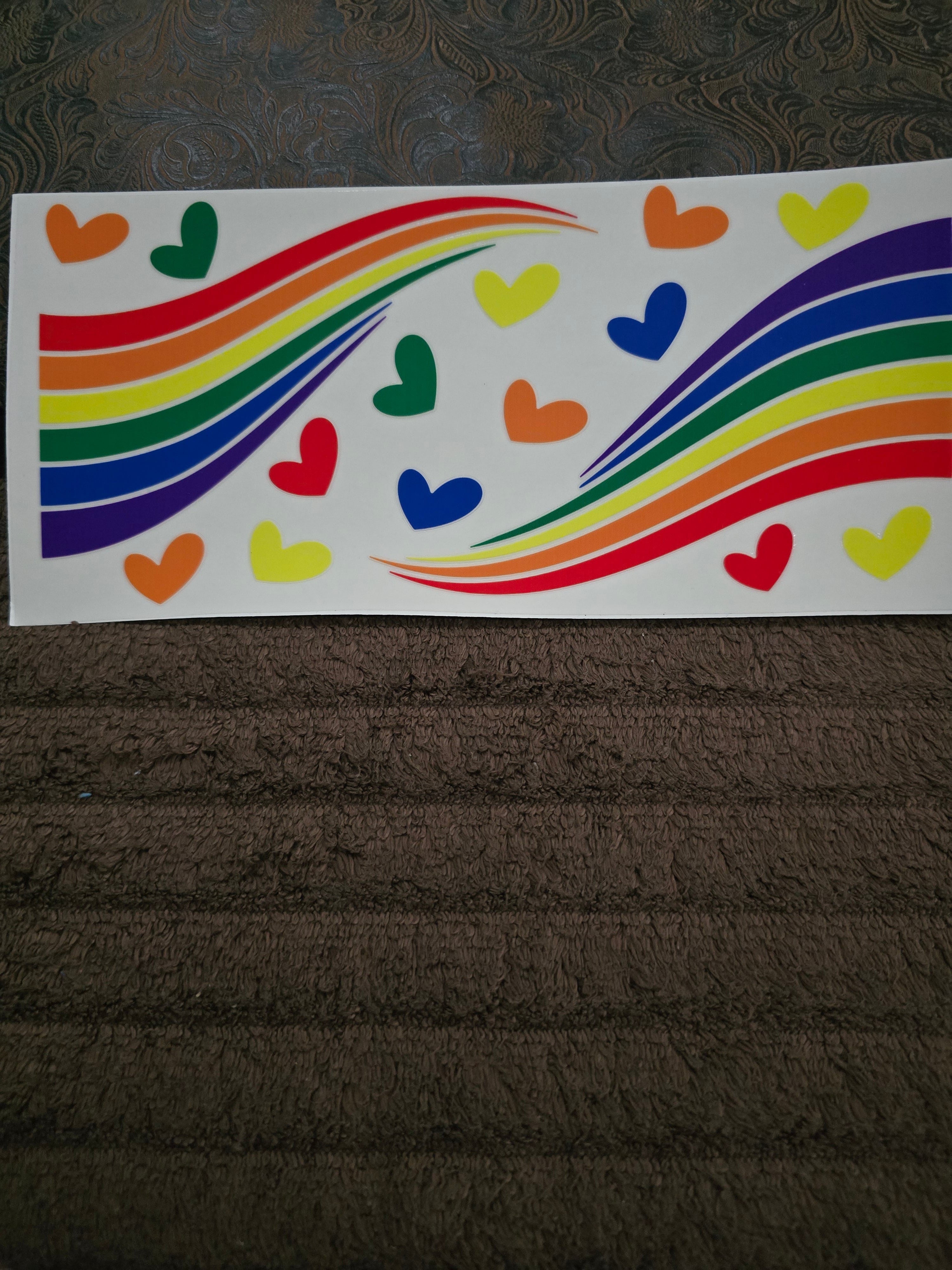 #87 "Rainbow Wave Heart" UVDTF Decal