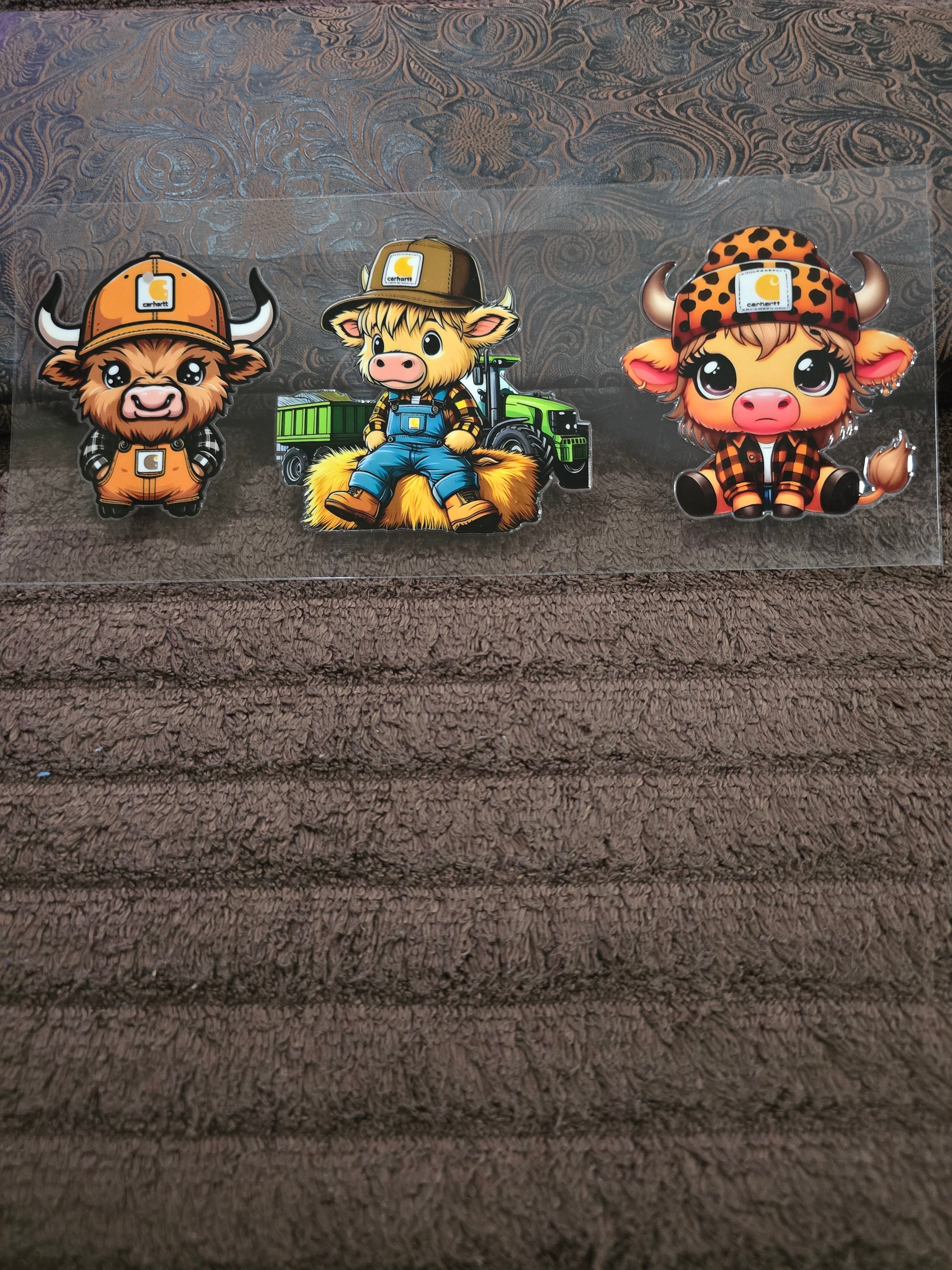 #140 "Highland Cow Trio" UVDTF Decal