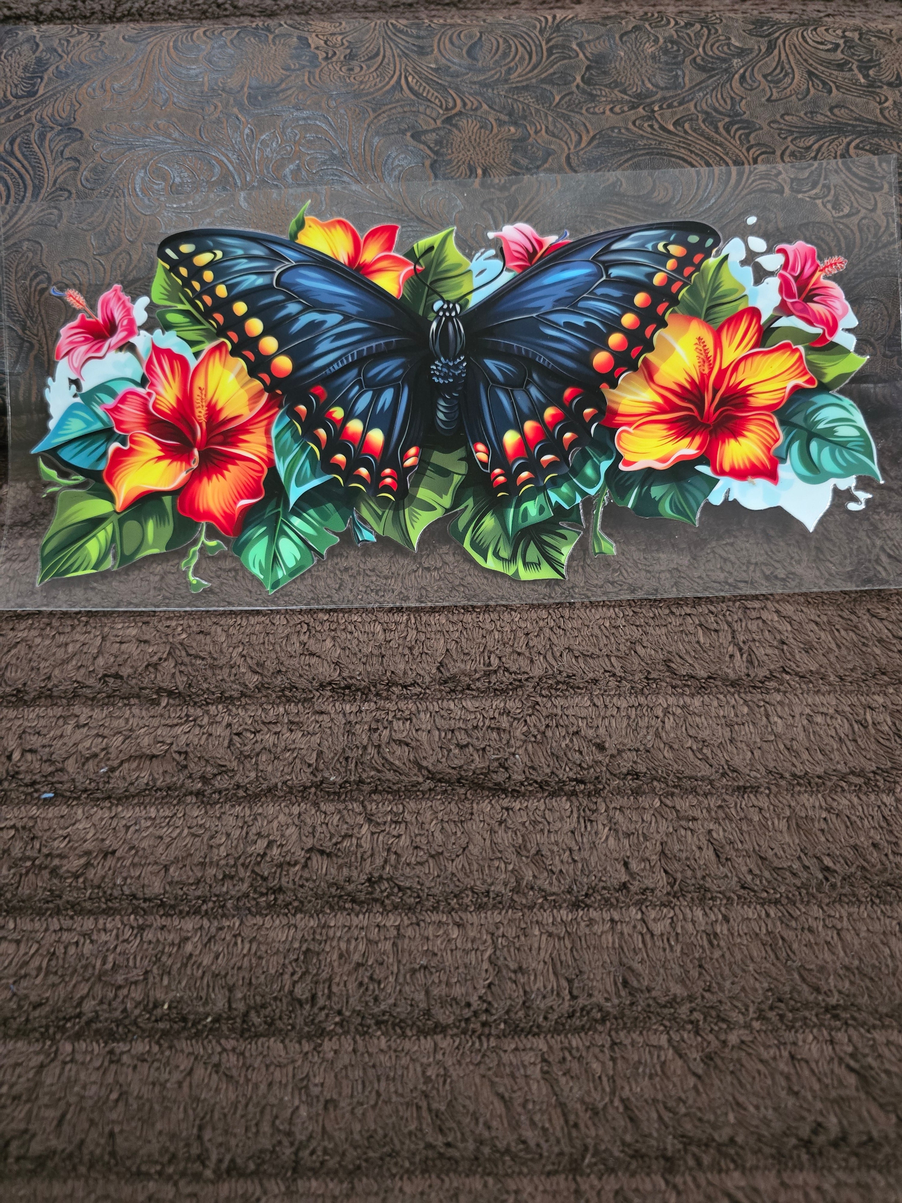 #152 "Tropical Black Butterfly" UVDTF Decal