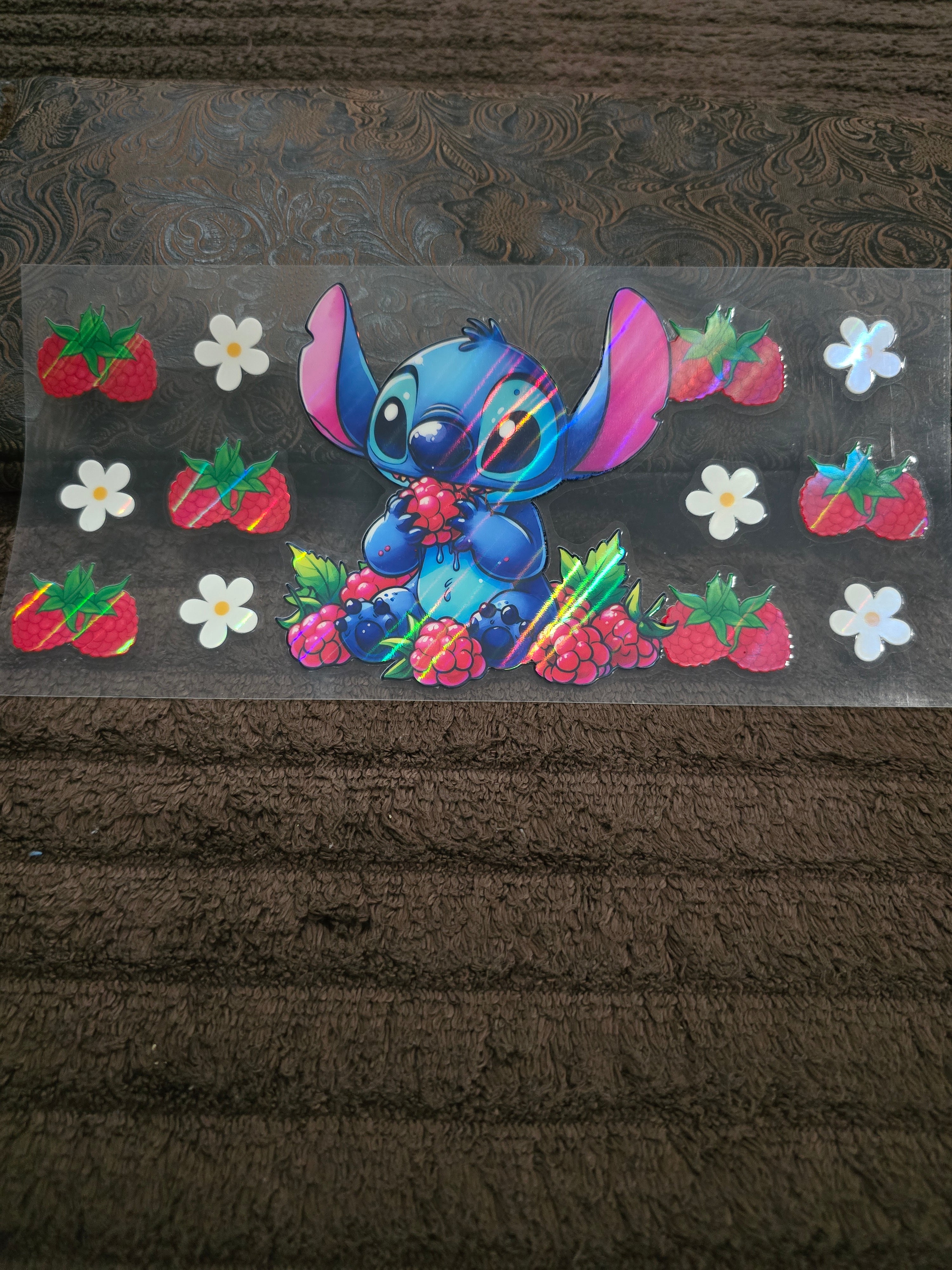 #49 "Stitch Berry Bliss Holographic" UVDTF Decal