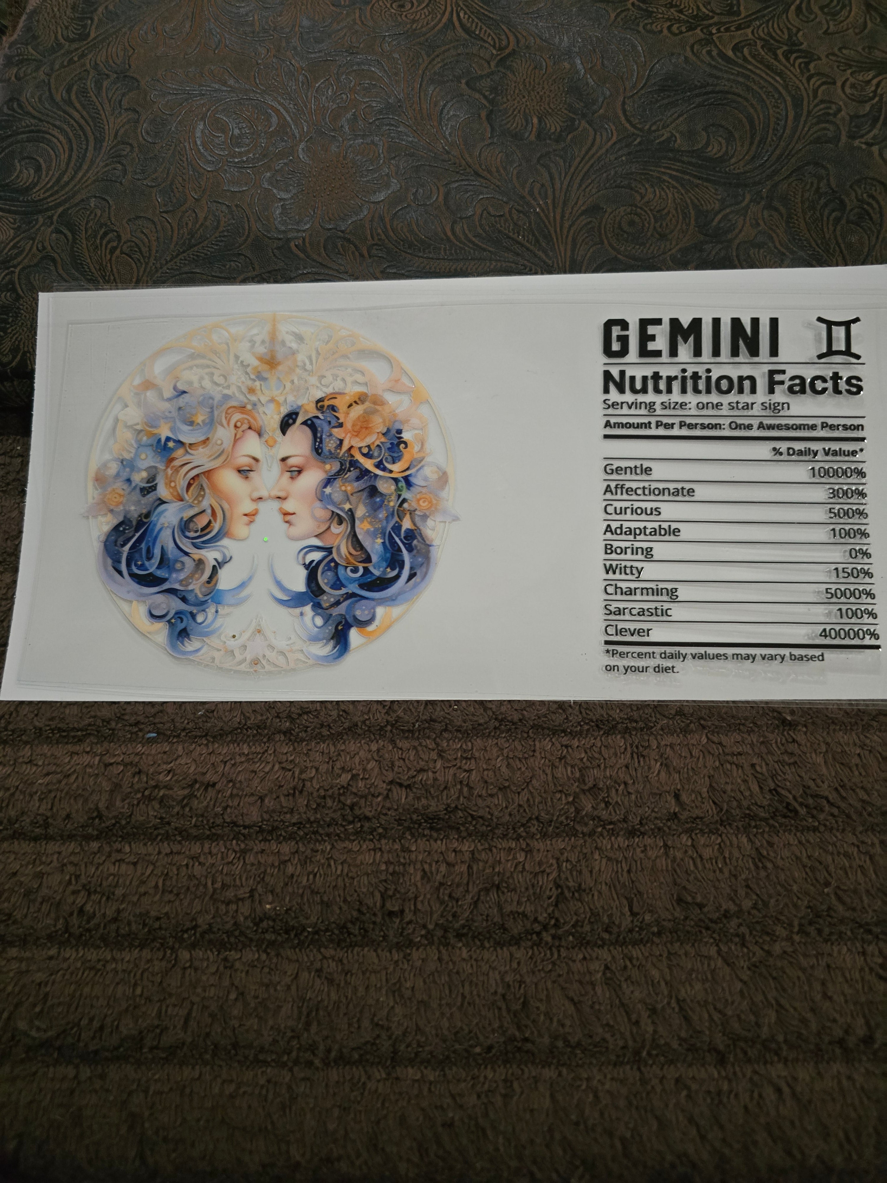 #204 "Gemini Nutrition” UVDTF Decal