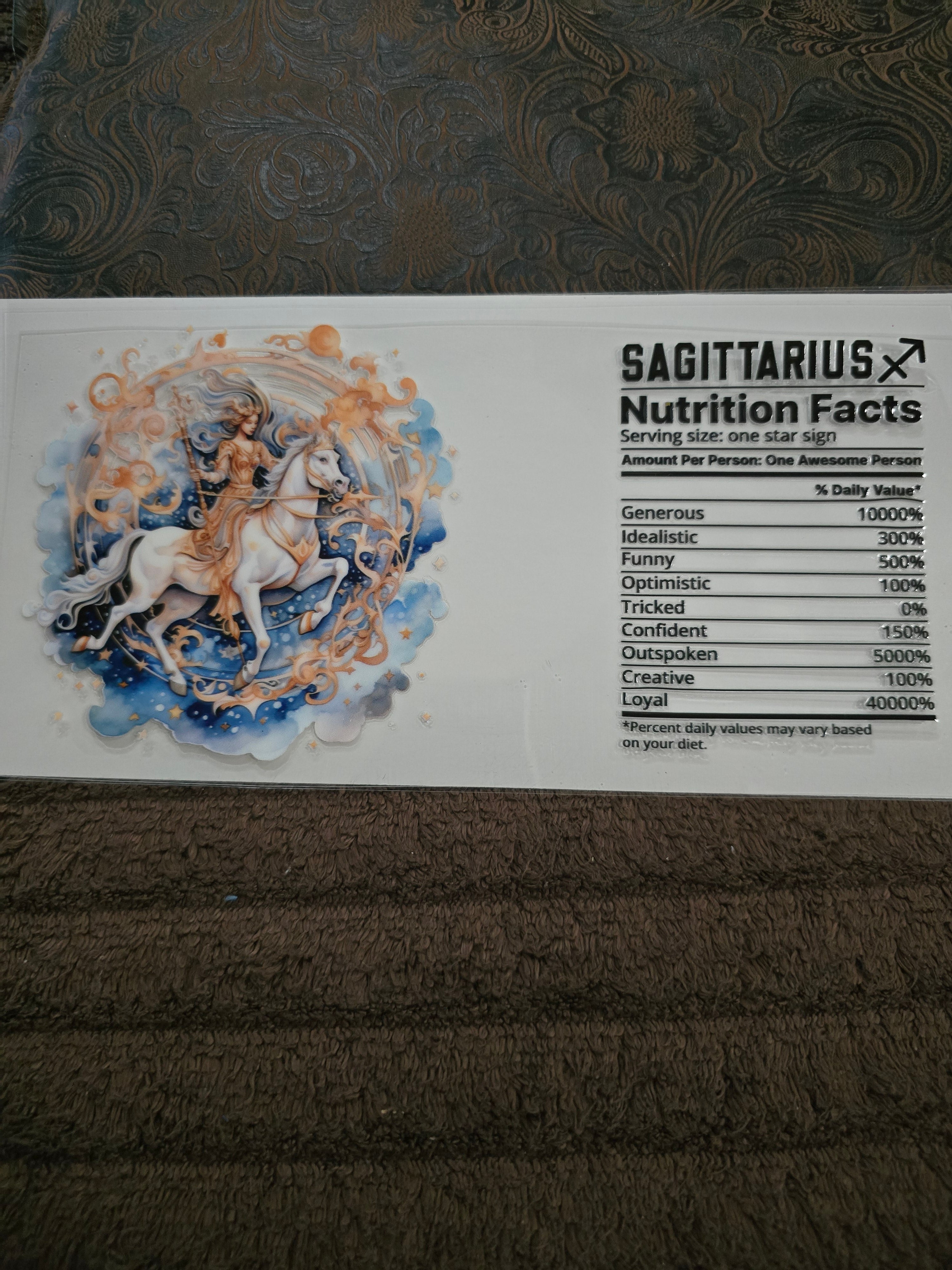 #208 "Sagittarius Nutrition” UVDTF Decal