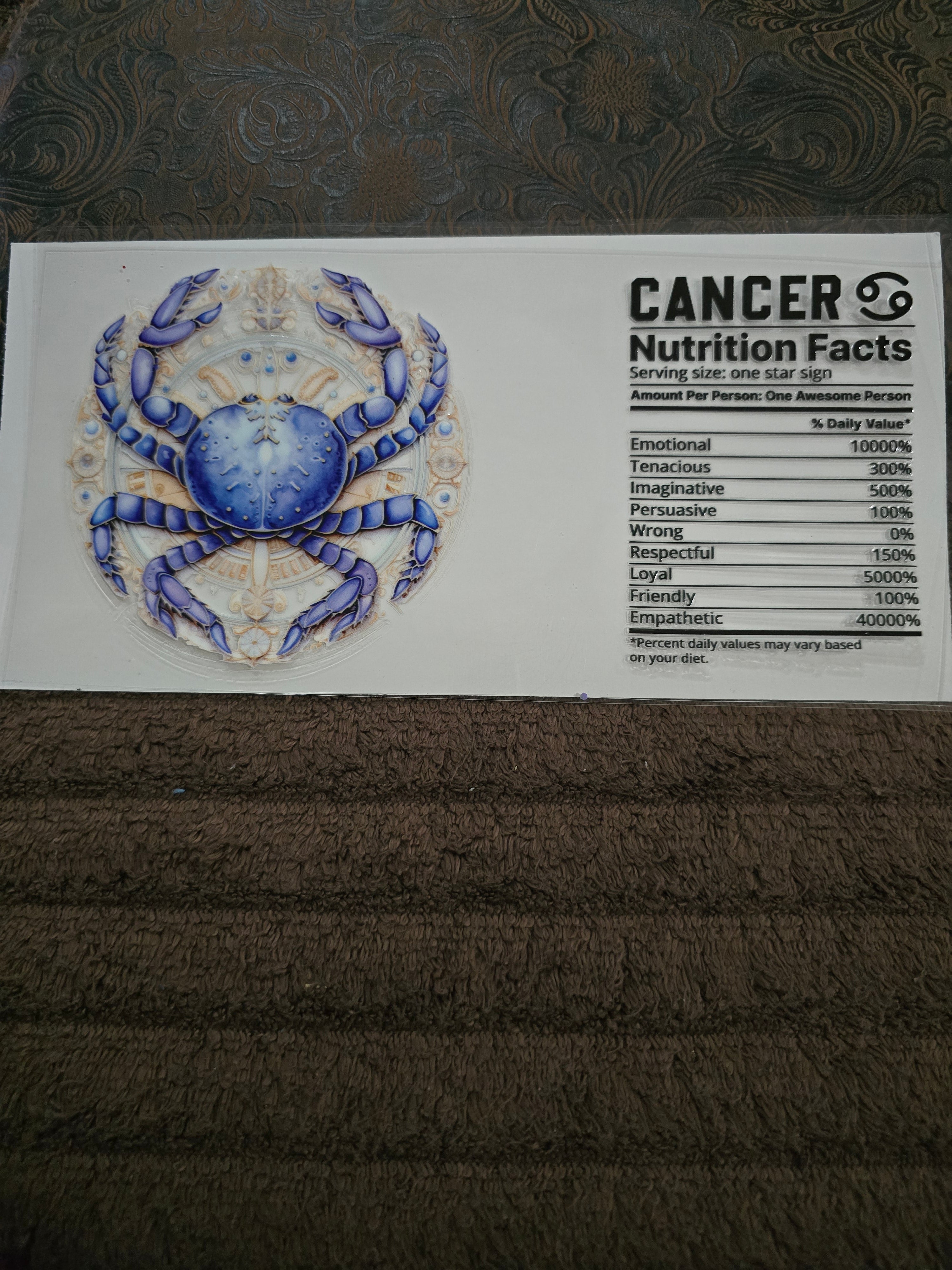 #210 "Cancer Nutrition” UVDTF Decal