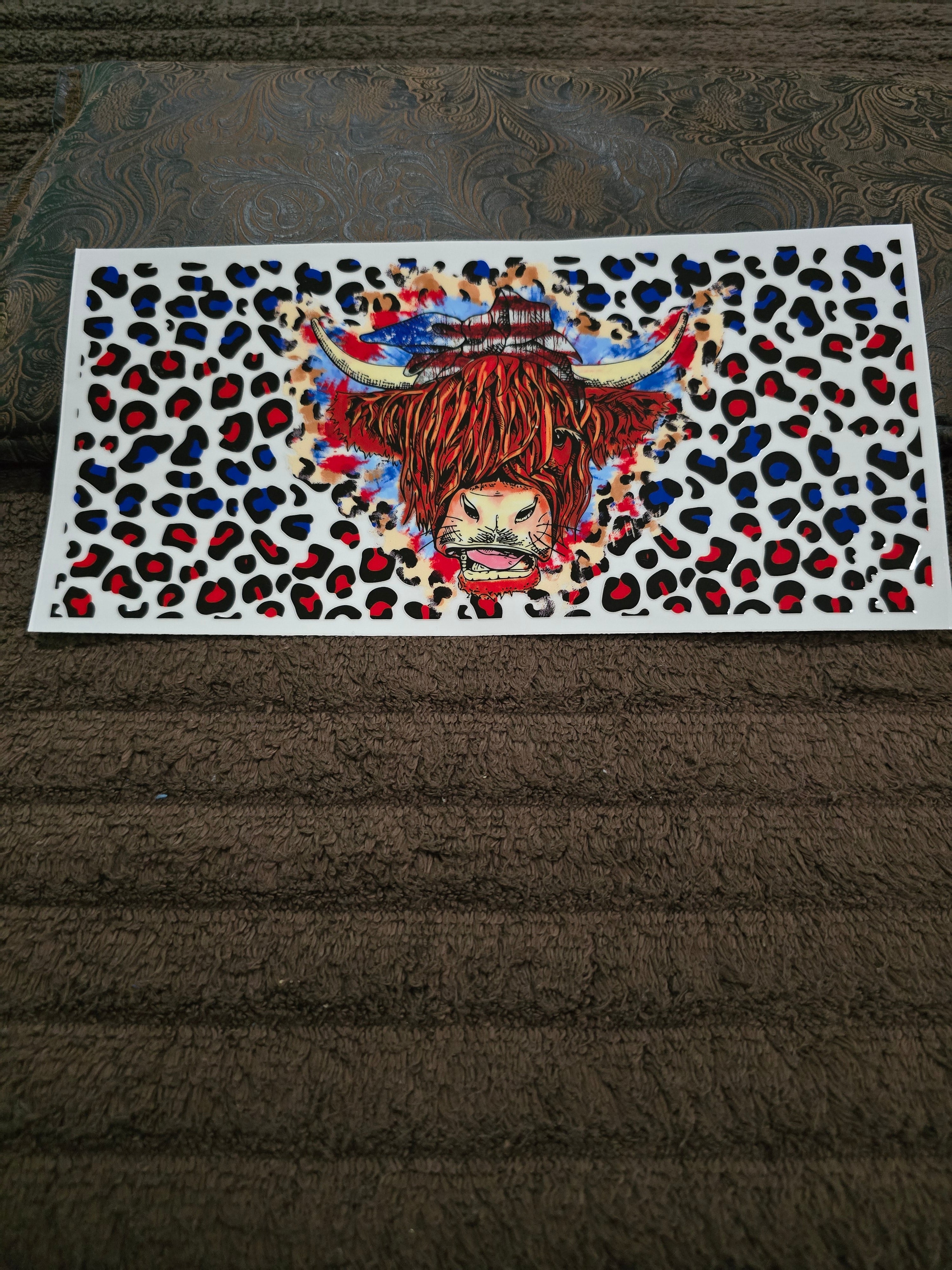 #39 "Patriotic Highland Cow" UVDTF Decal