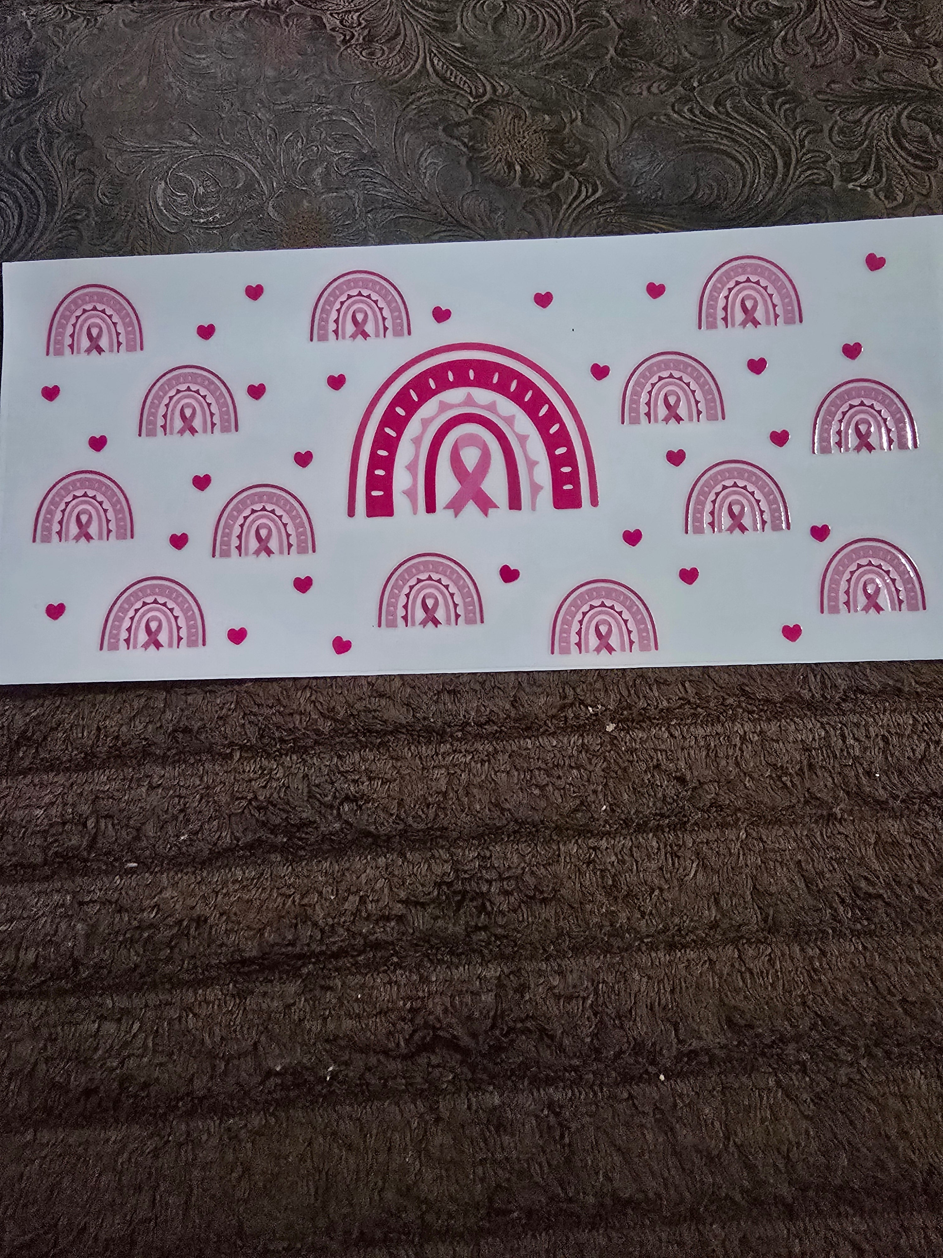 #95 "Pink Ribbon Rainbow" UVDTF Decal