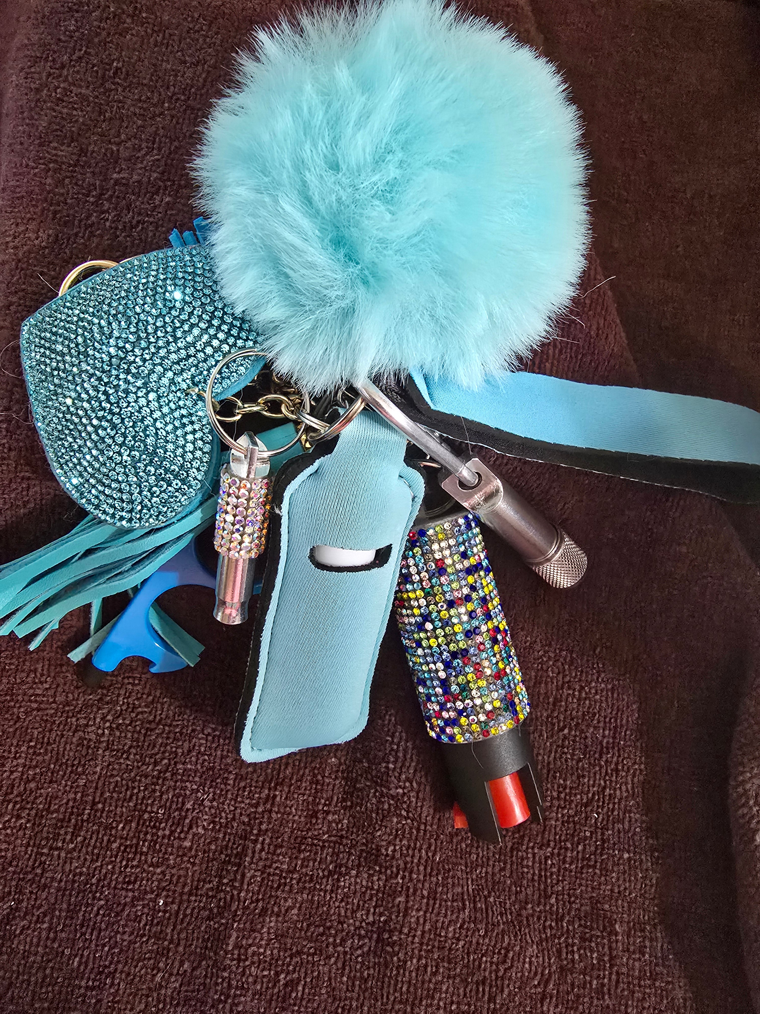 #1 "Aqua Blue Rhinestone” Safety Keychain