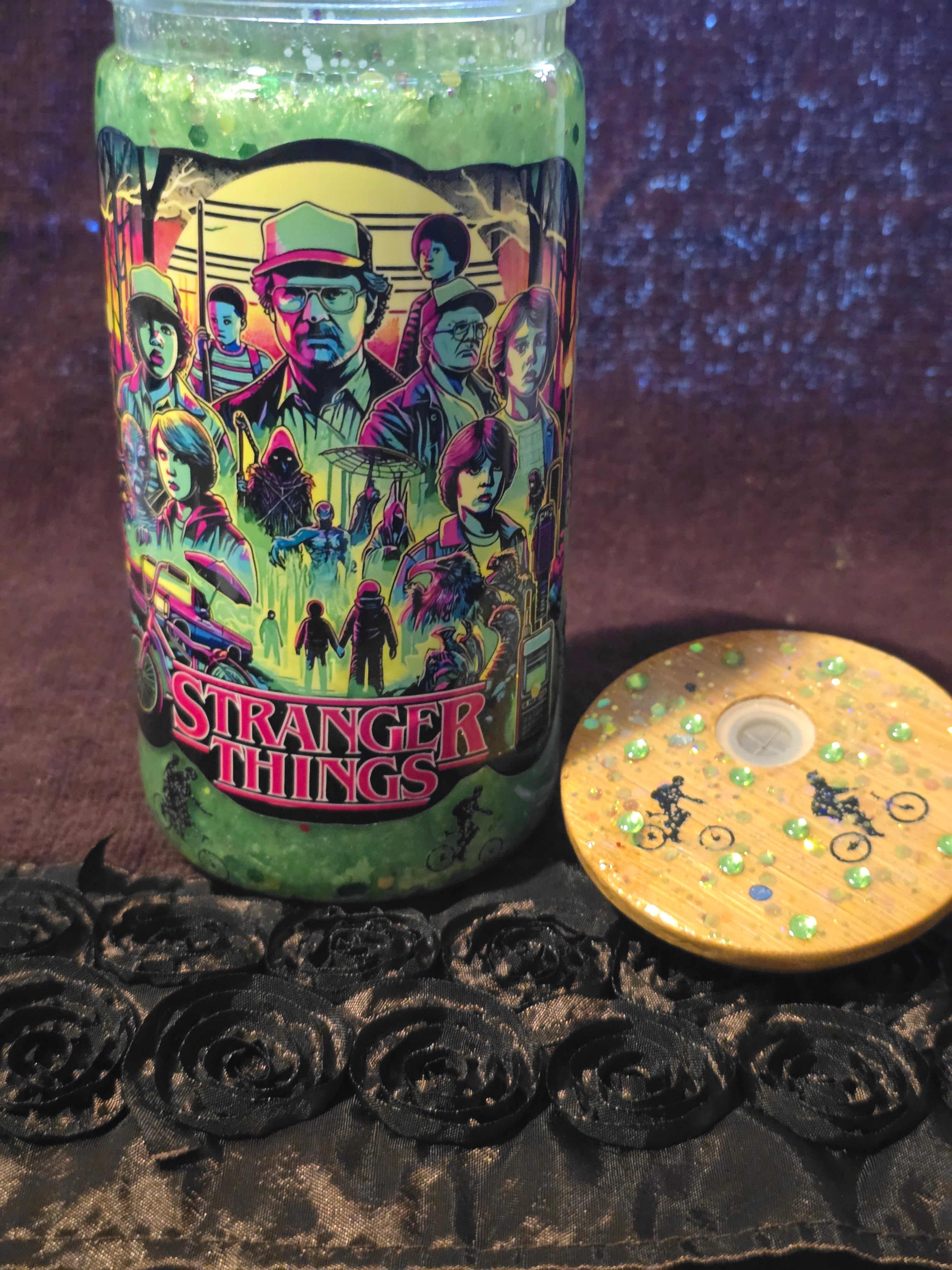 16oz Acrylic Glow in The Dark "Things are Strange" Snow Globe Tumbler