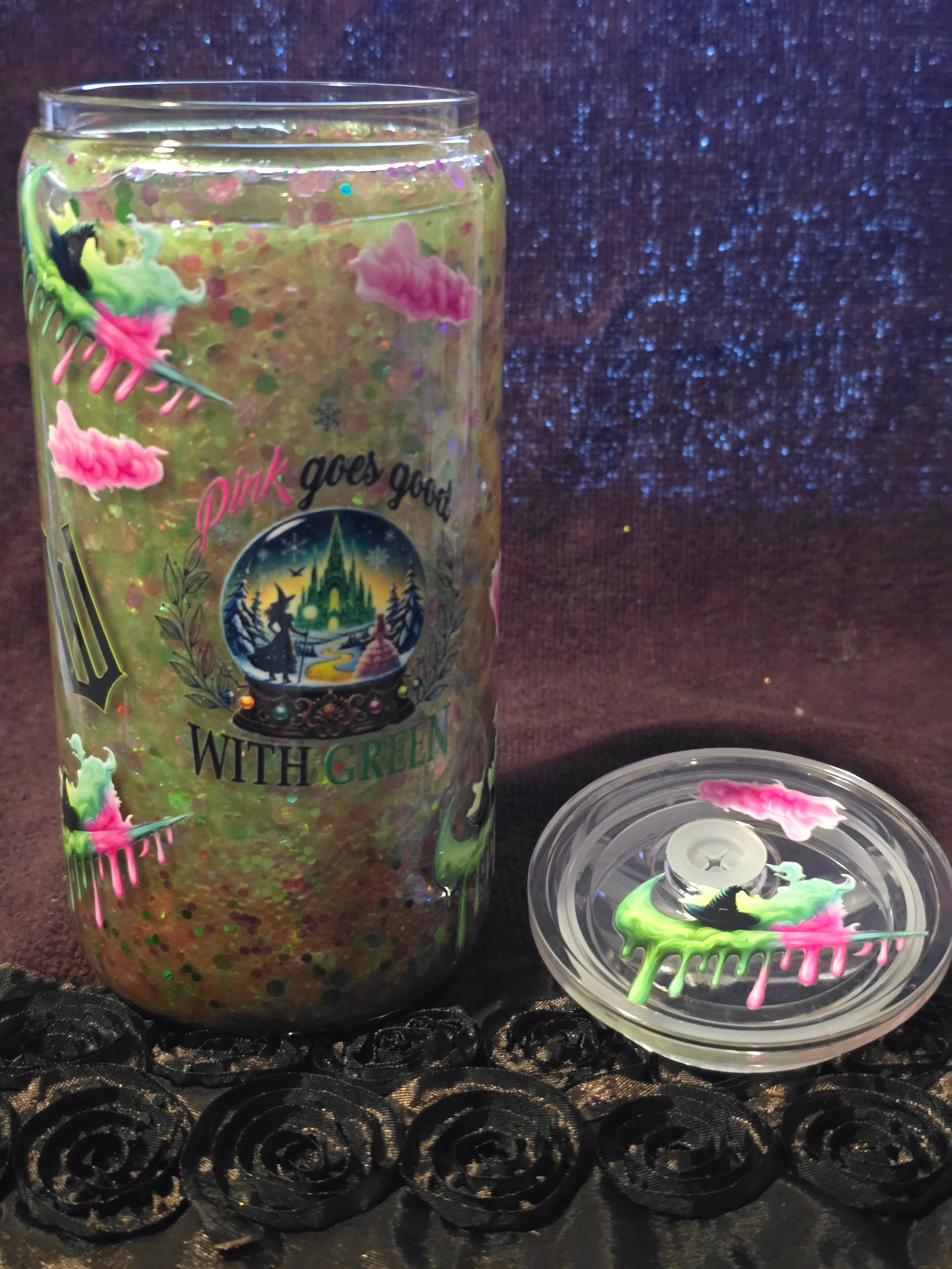 ✨ 16oz Glass Witchy Glow Snow Globe Tumbler ✨