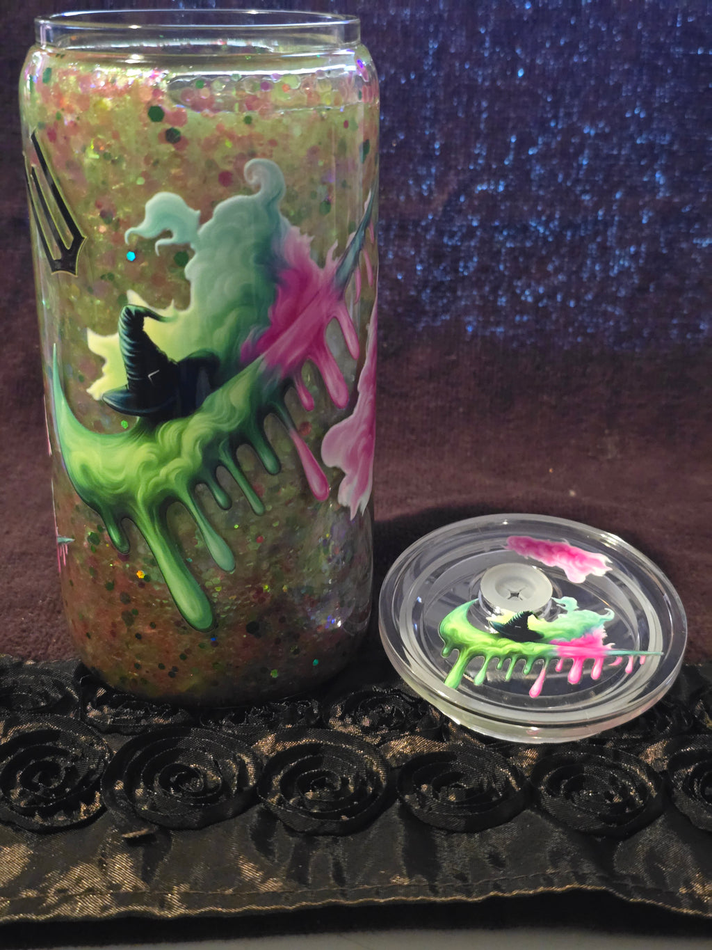 ✨ 16oz Glass Witchy Glow Snow Globe Tumbler ✨