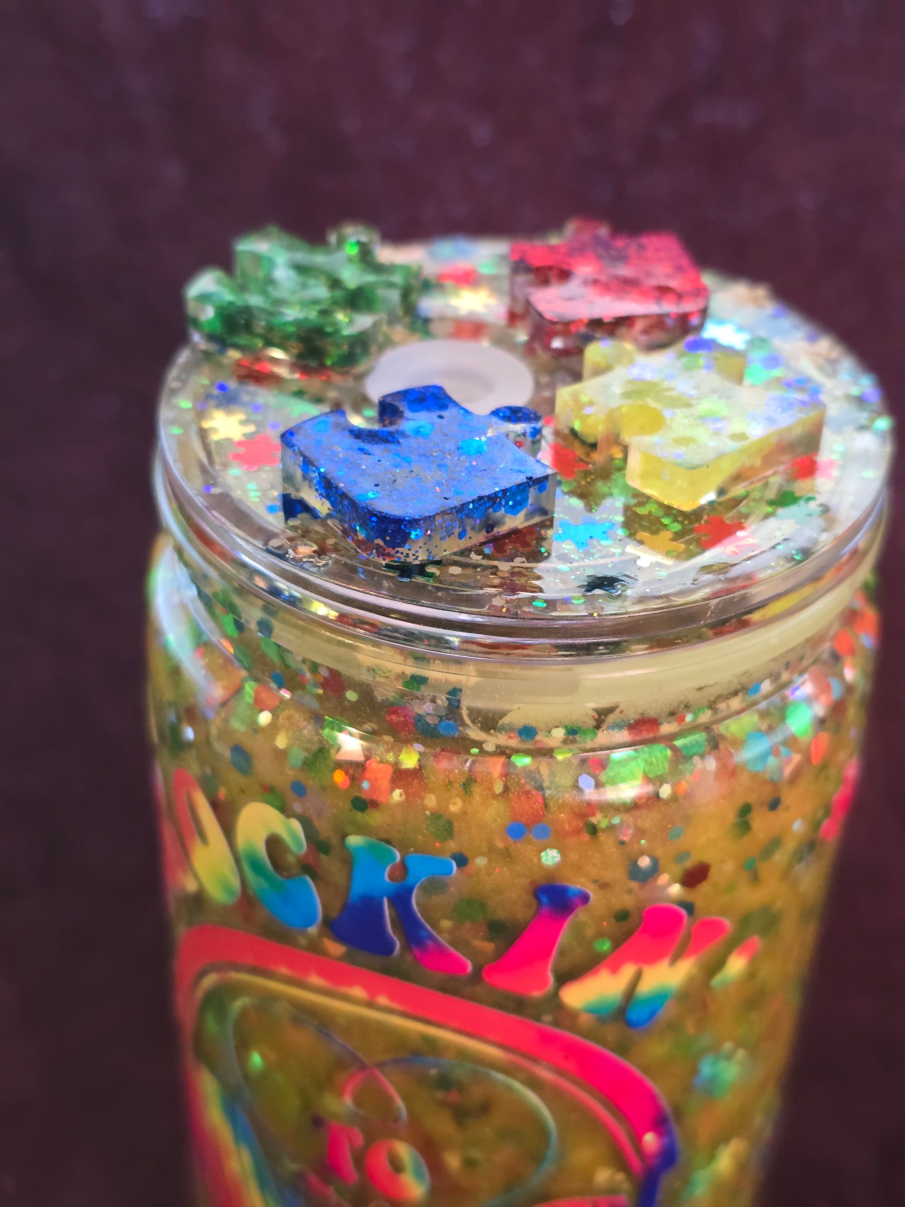 16 oz Acrylic “Rockin’ to a Different Tune” (Autism Awareness Inspired) Snow Globe Tumbler