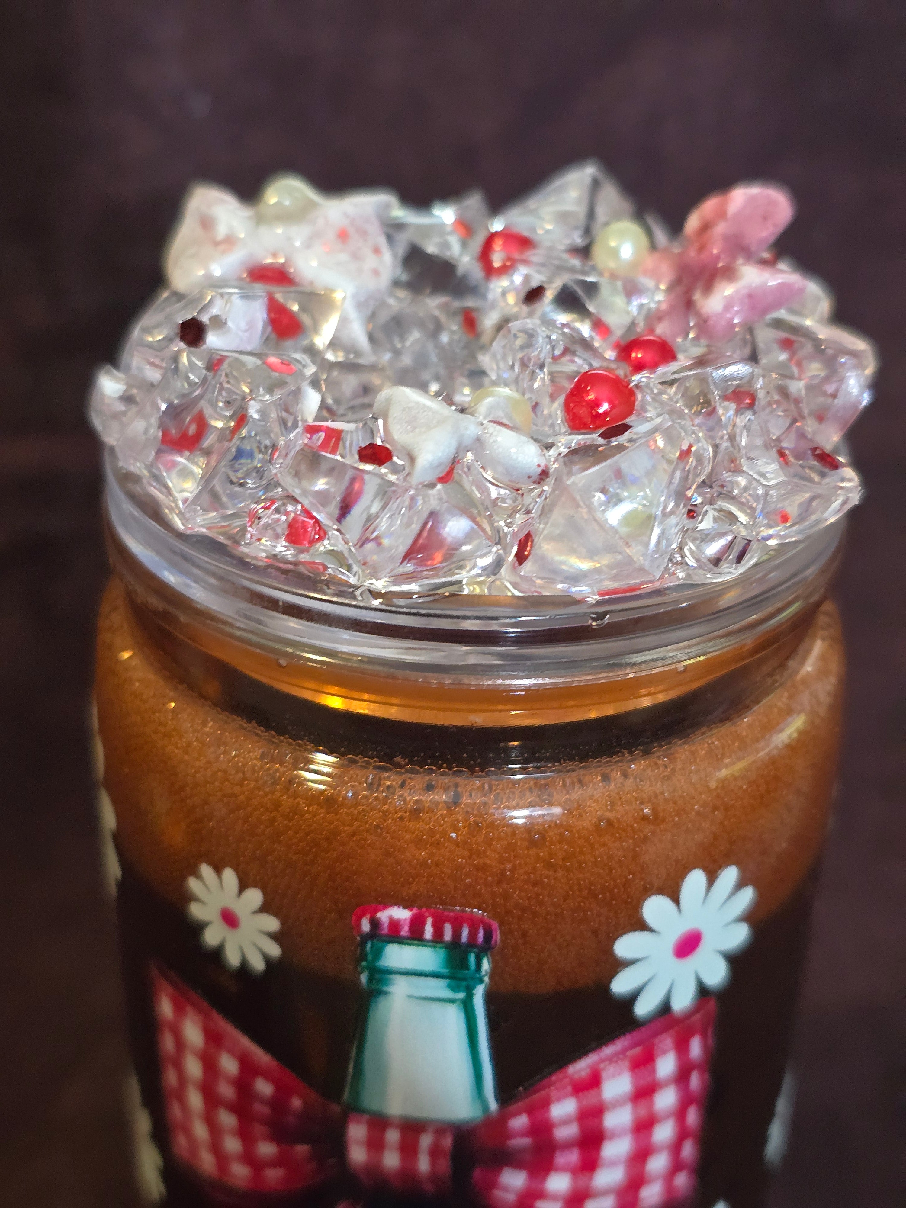16 oz Acrylic Dr Pepper Gingham Bow & Daisy Snow Globe Tumbler