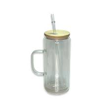 20 oz Snow Globe Glass Tumbler with Handle and Straw