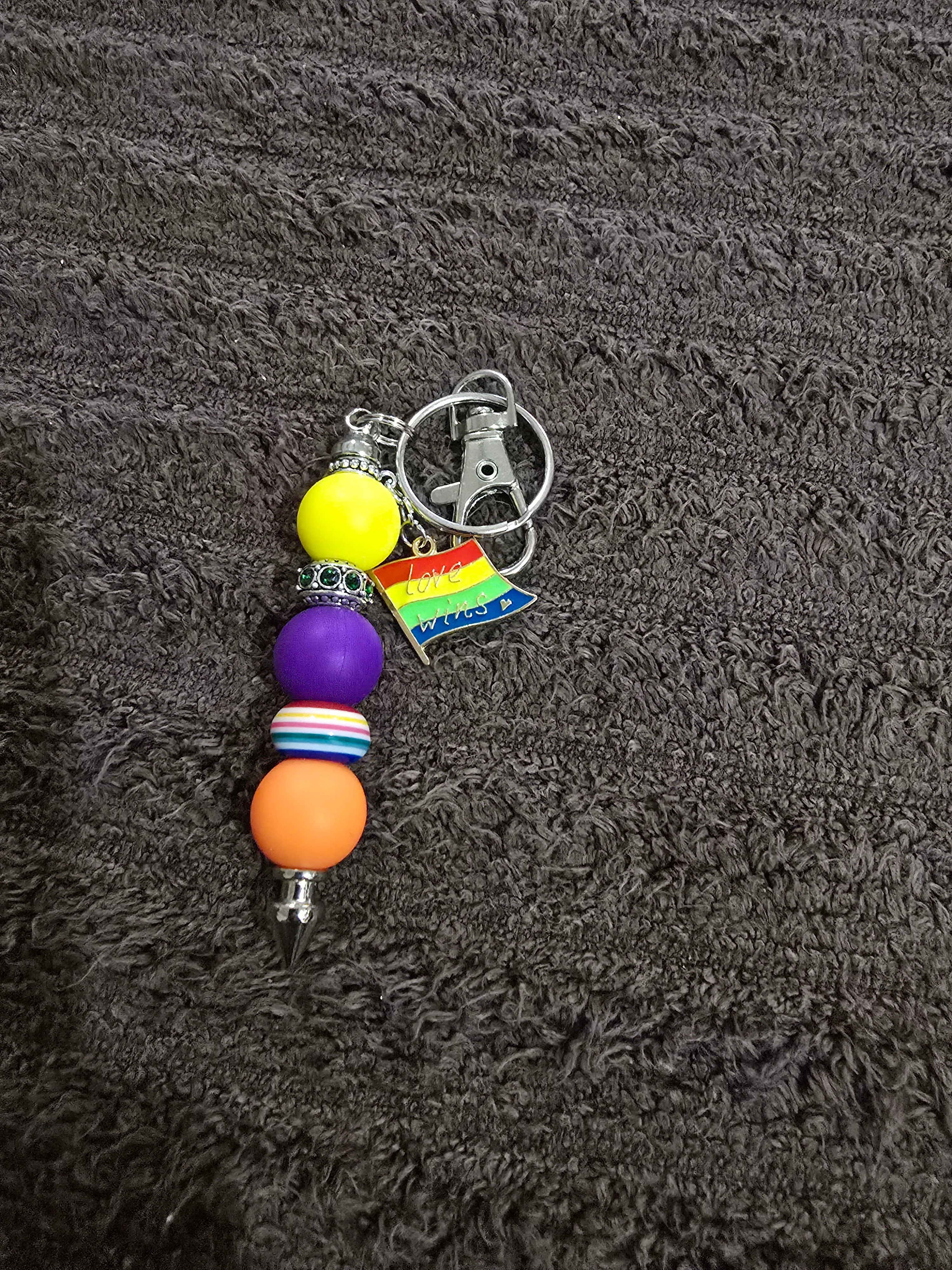 #22 Beaded "Love Wins" Key Chain