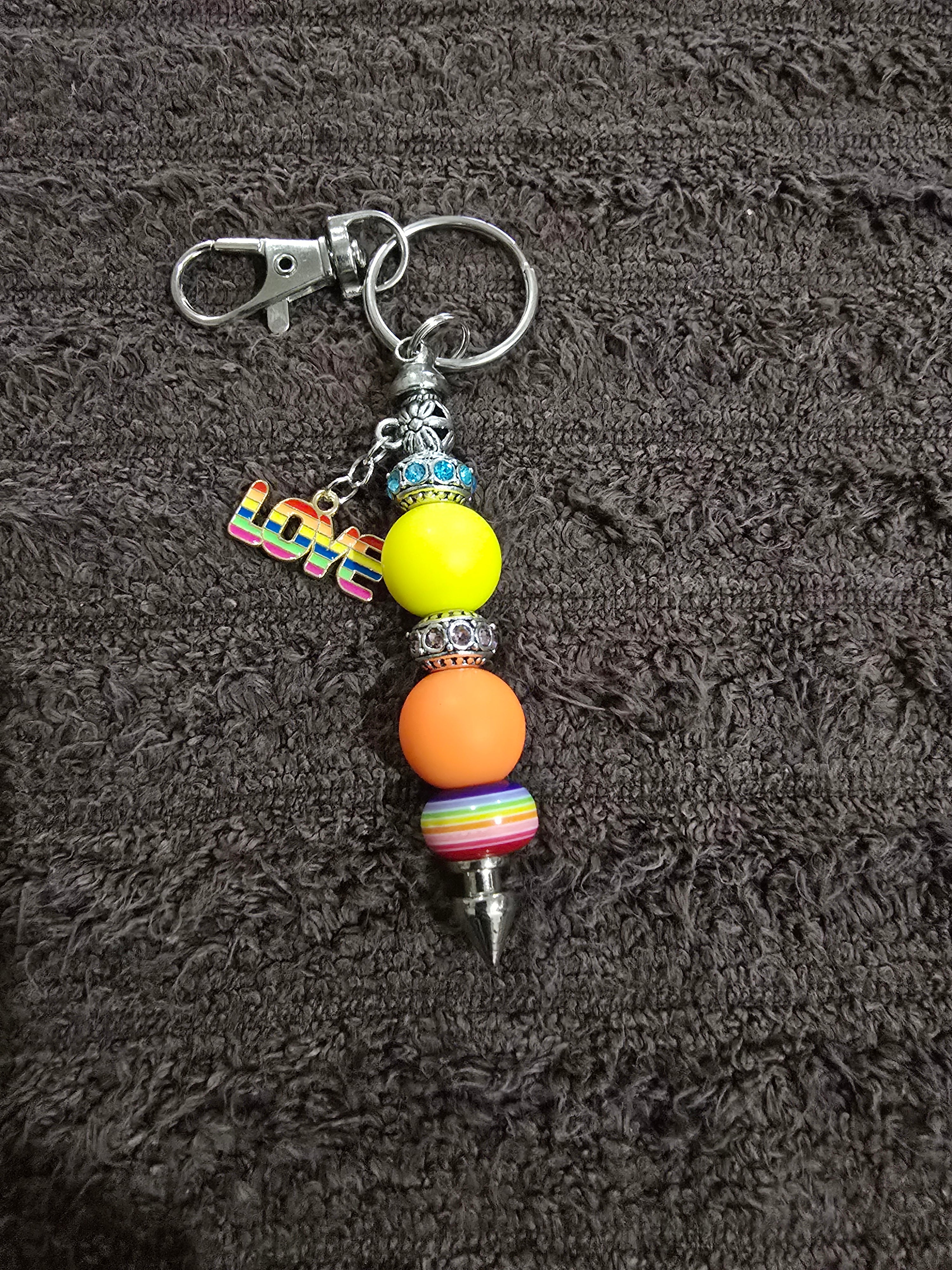 #24 Beaded "Rainbow Love" Key Chain
