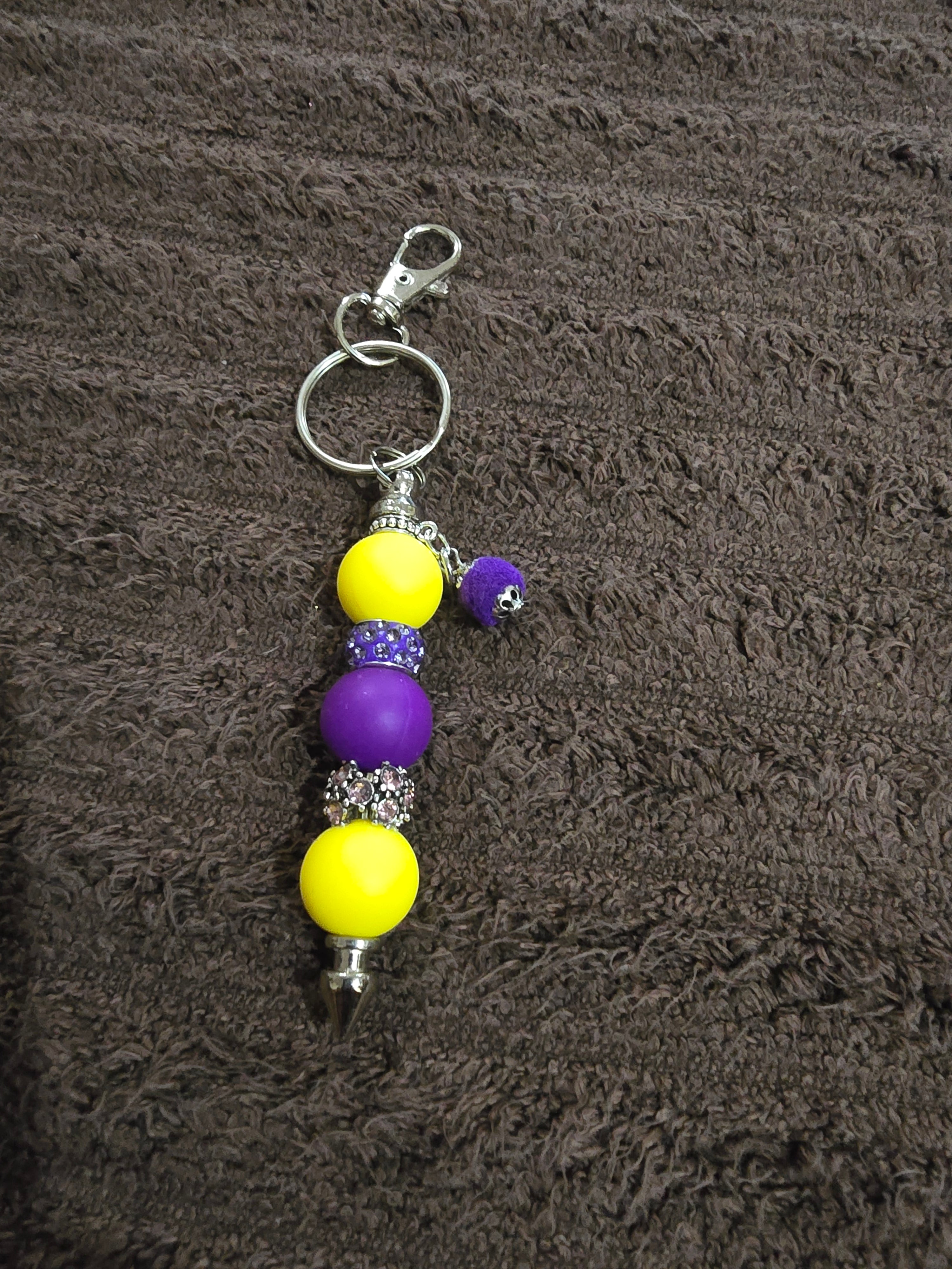 #26 Beaded "Mardi Gras Ball" Key Chain