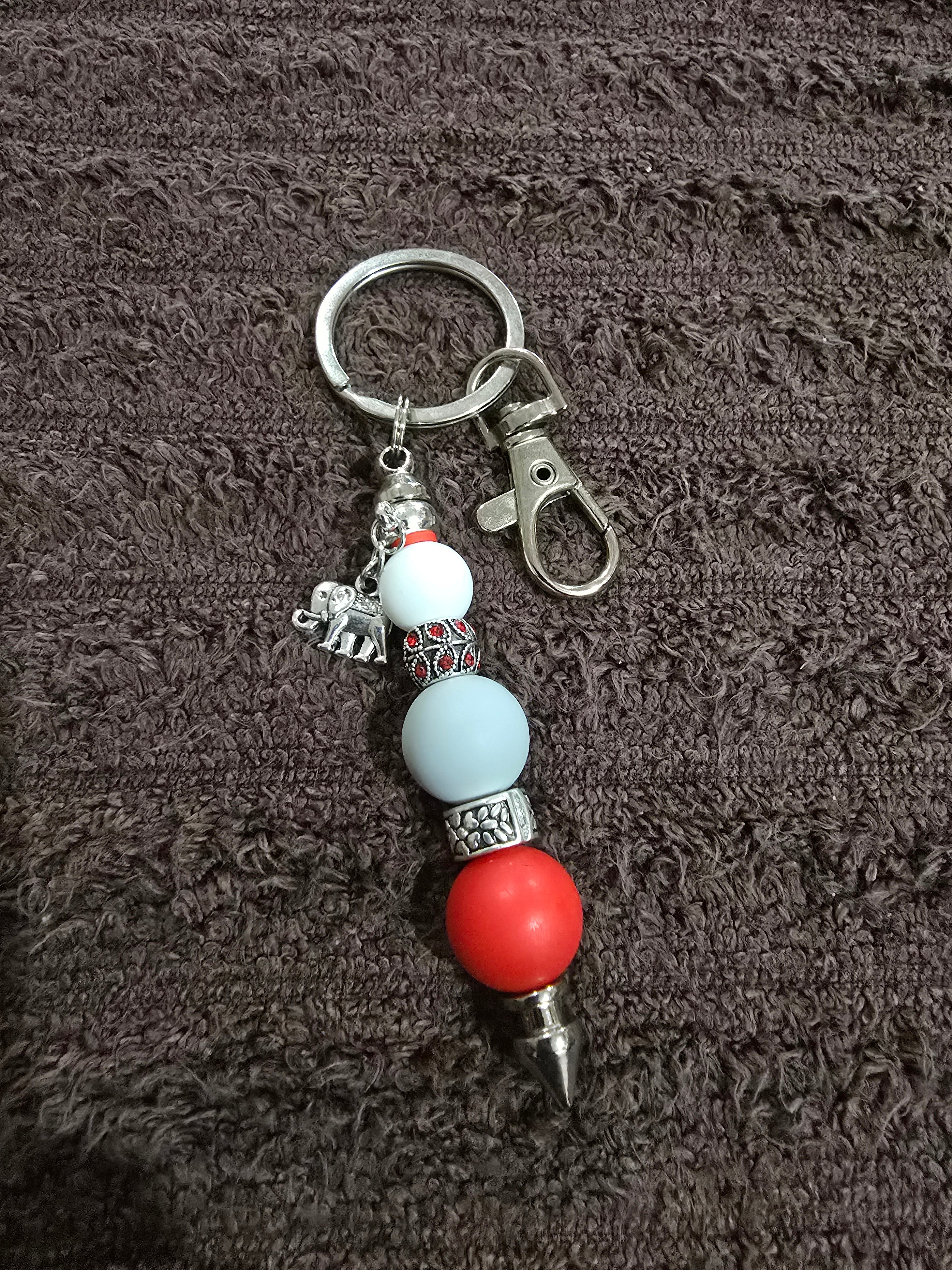 #04 Beaded "Red Elephant " Key Chain