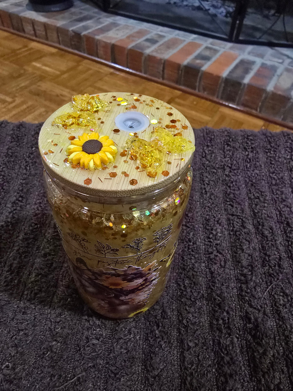 16oz Acrylic "African American Sunflowers and Butterflies" Snow Globe Tumbler