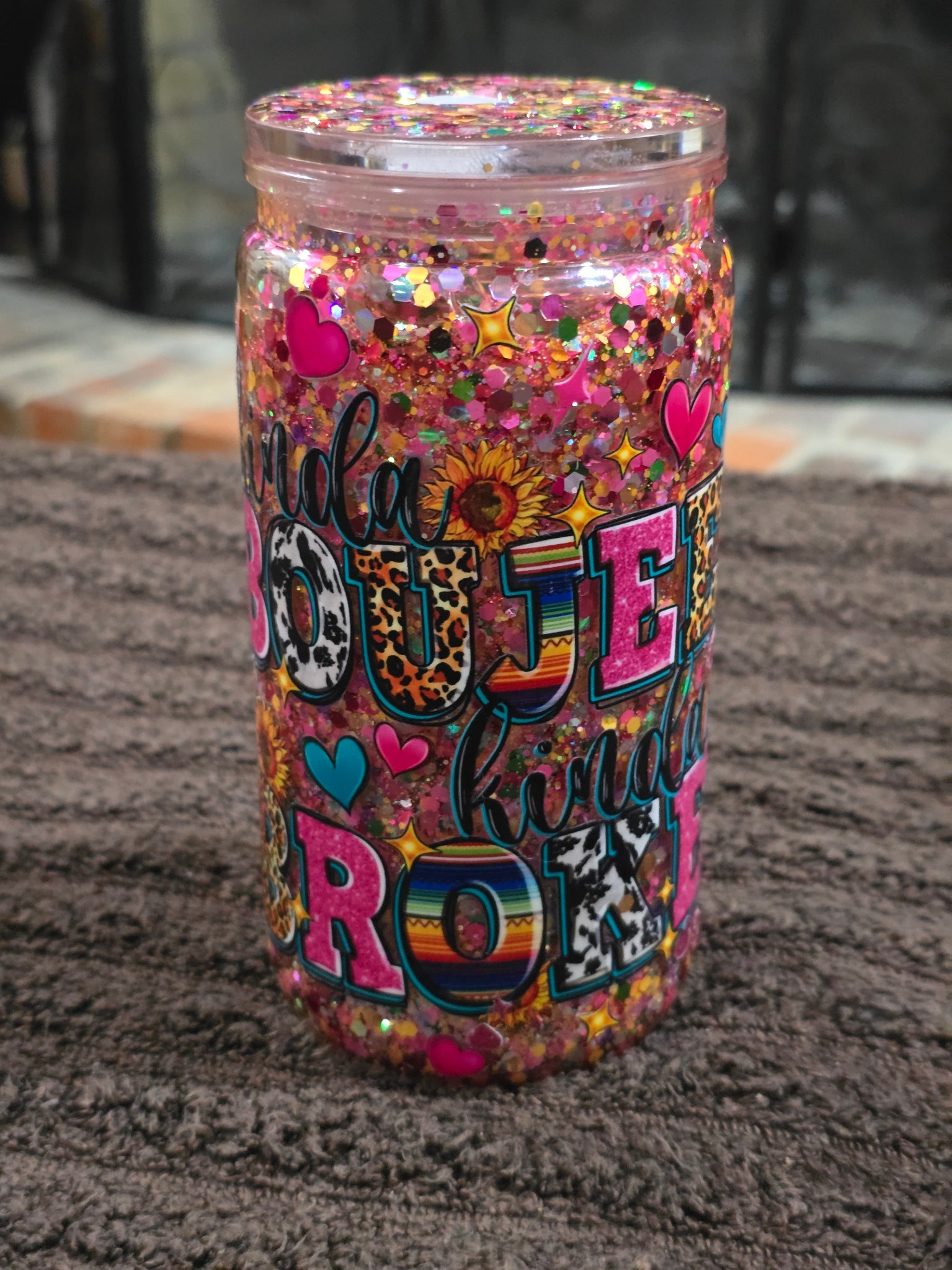 16oz Acrylic "Kinda Boujee Kinda Broke" Snow Globe Tumbler